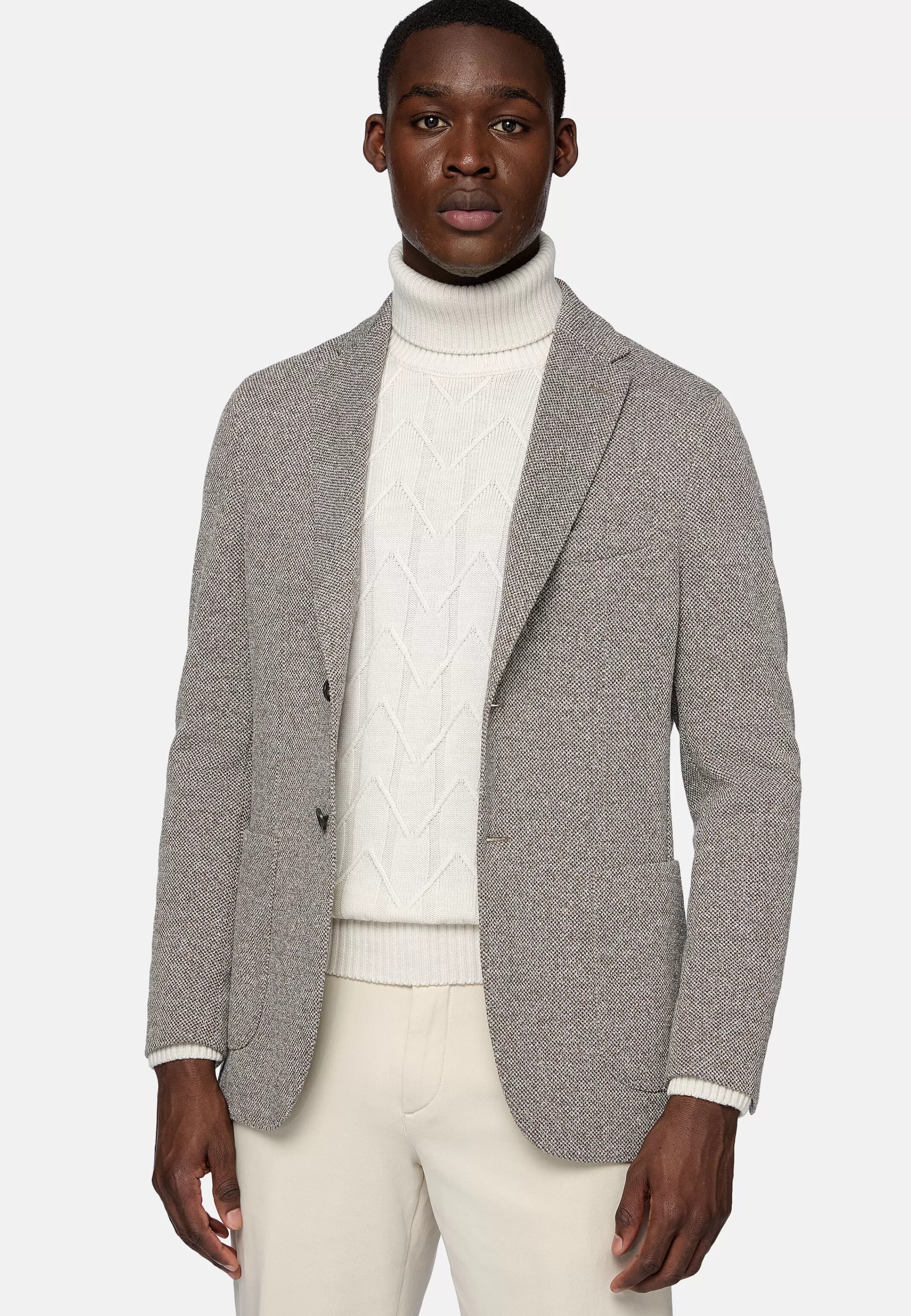 Boggi Milano B Jersey Dove Grey Jacket In Cotton And Polyester