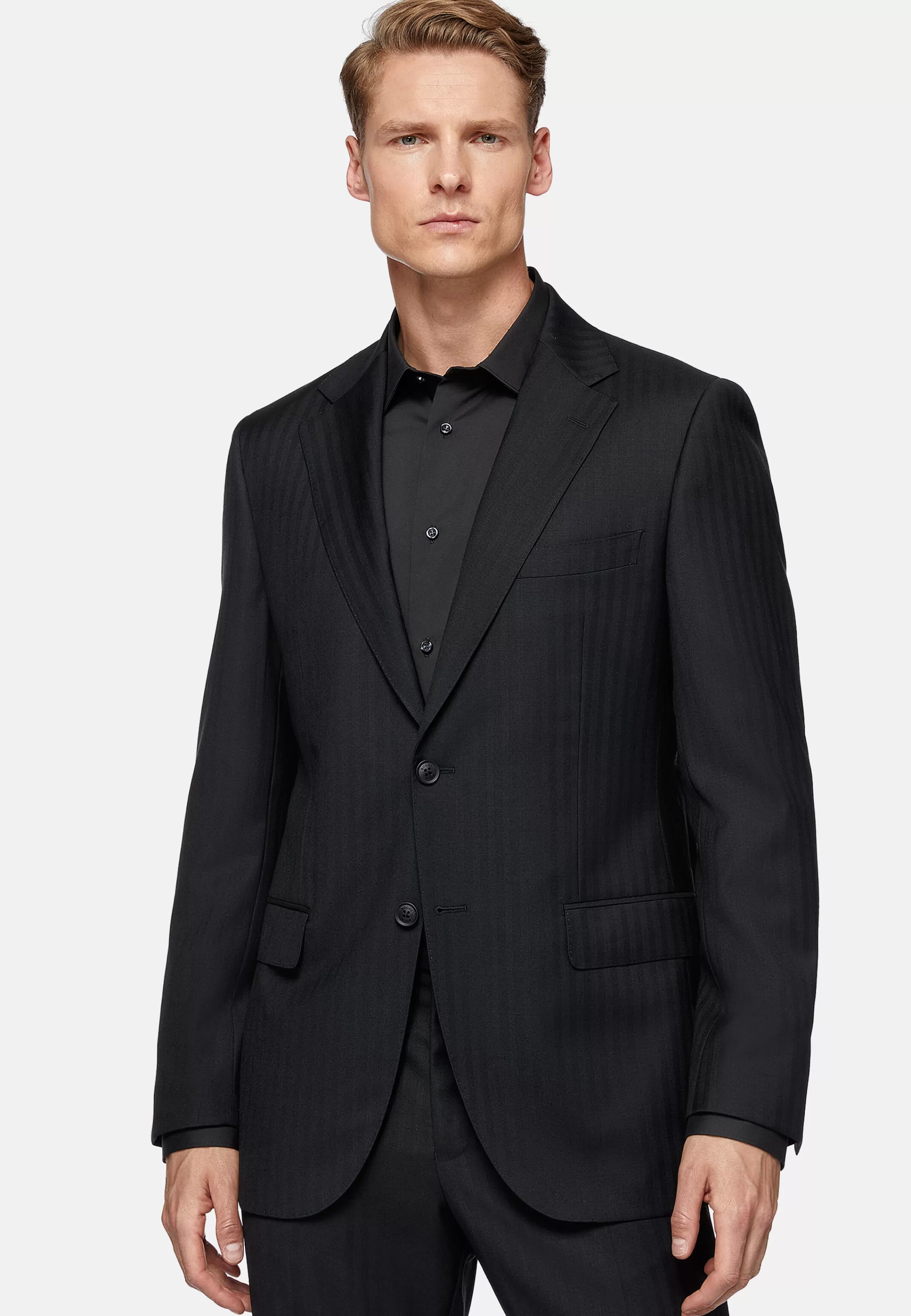 Boggi Milano Herringbone Suit In Pure Wool