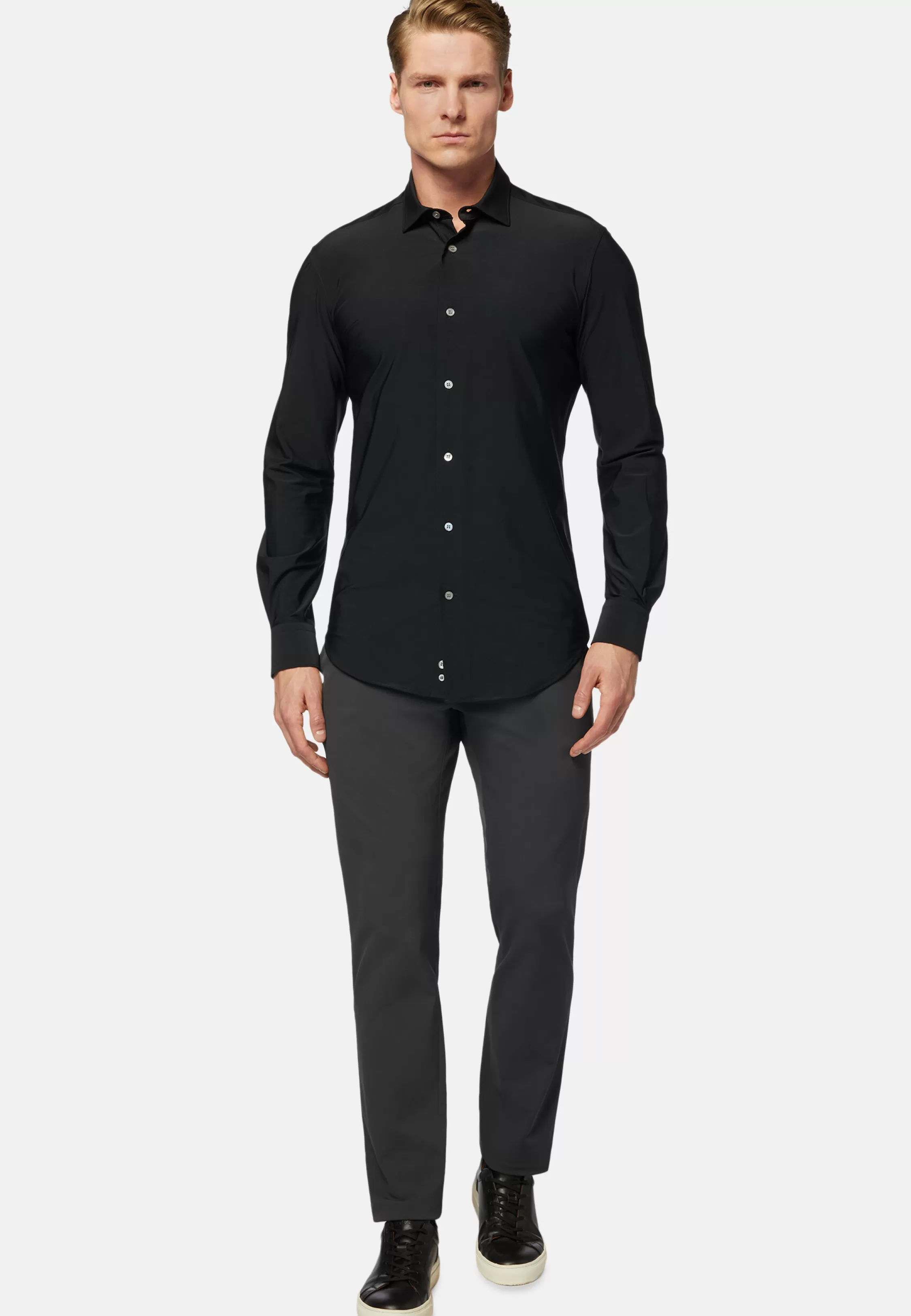 Boggi Milano Black Stretch Nylon Slim Fit Shirt