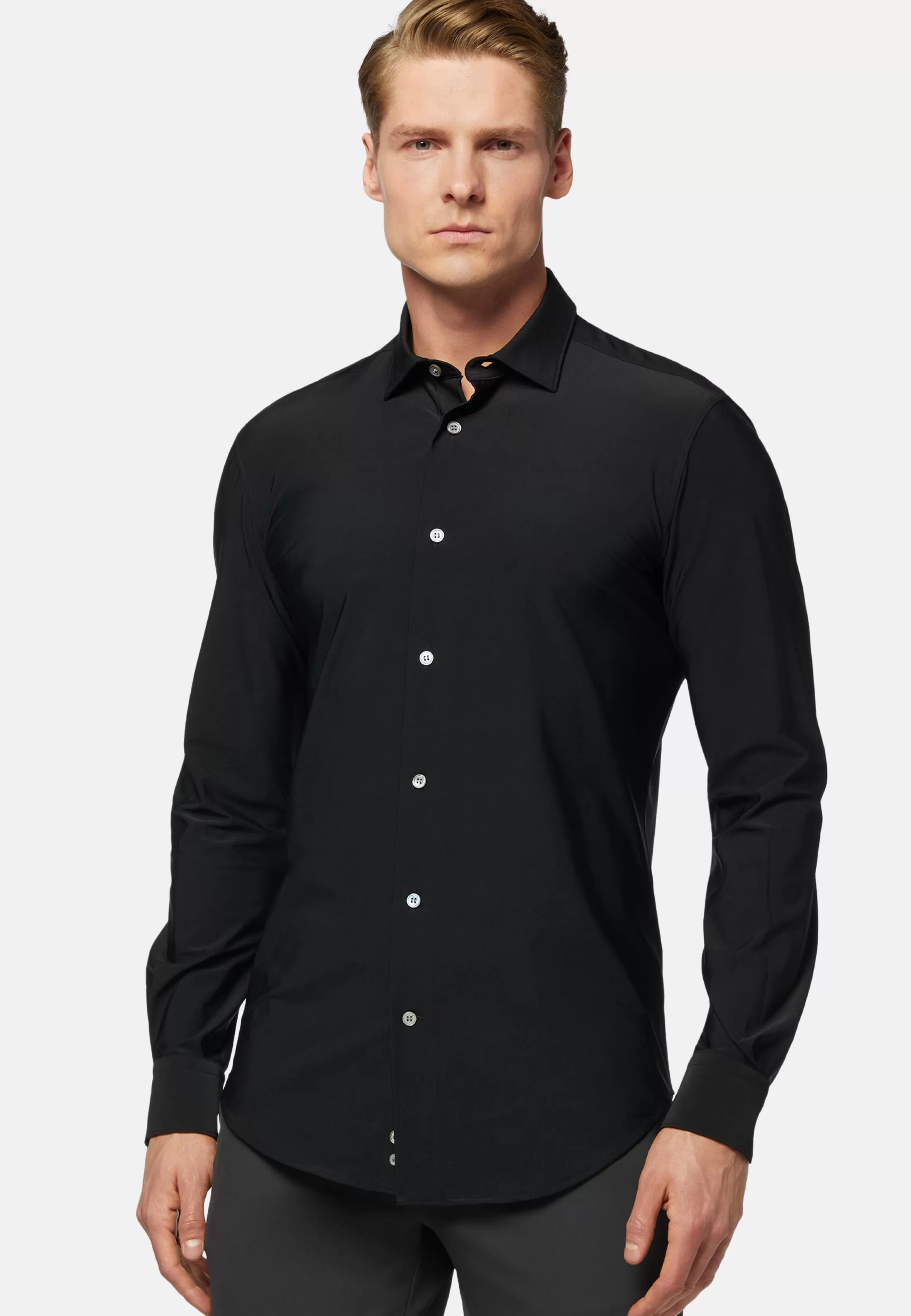 Boggi Milano Black Stretch Nylon Slim Fit Shirt