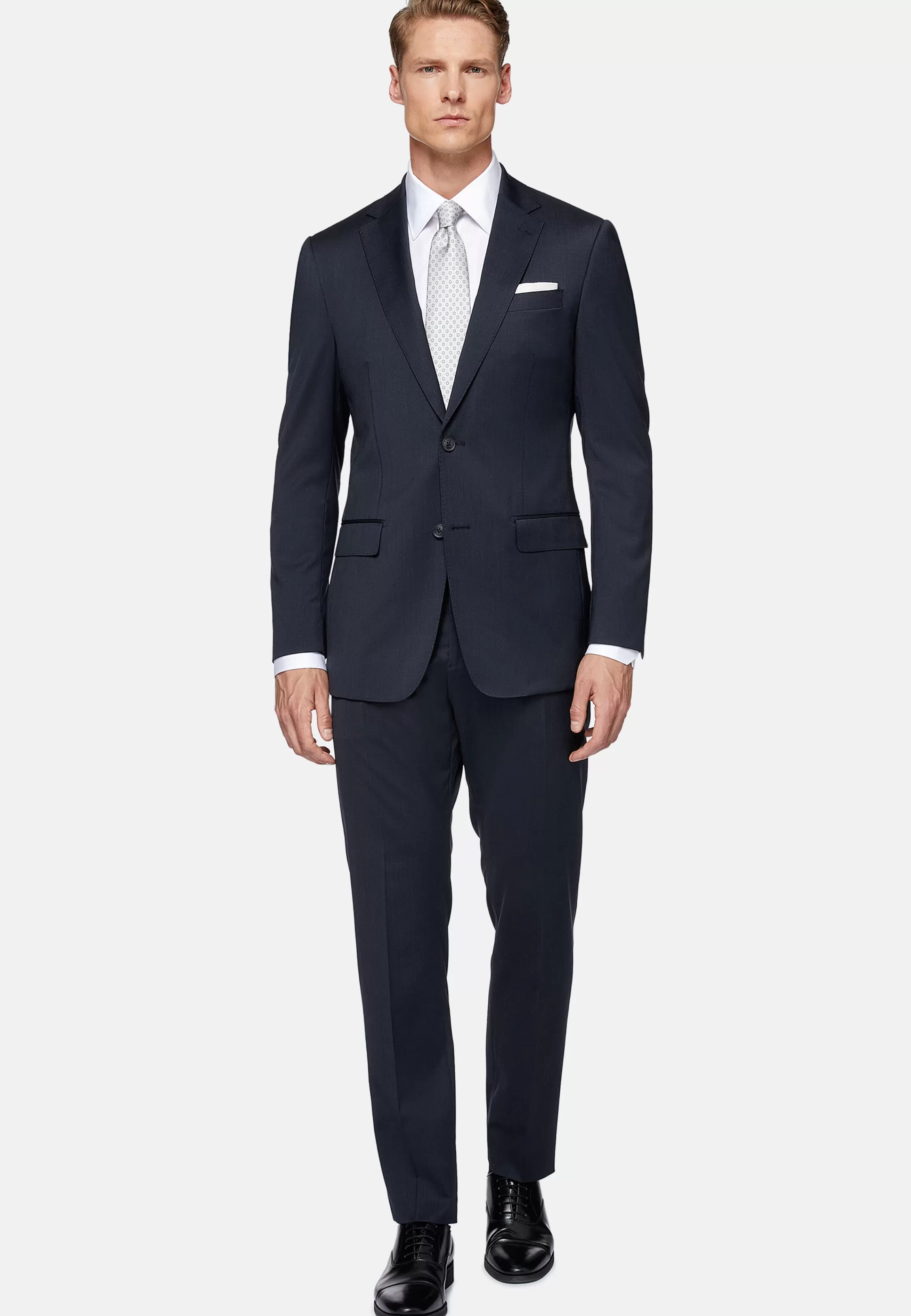 Boggi Milano Blue Pinstripe Stretch Wool Suit