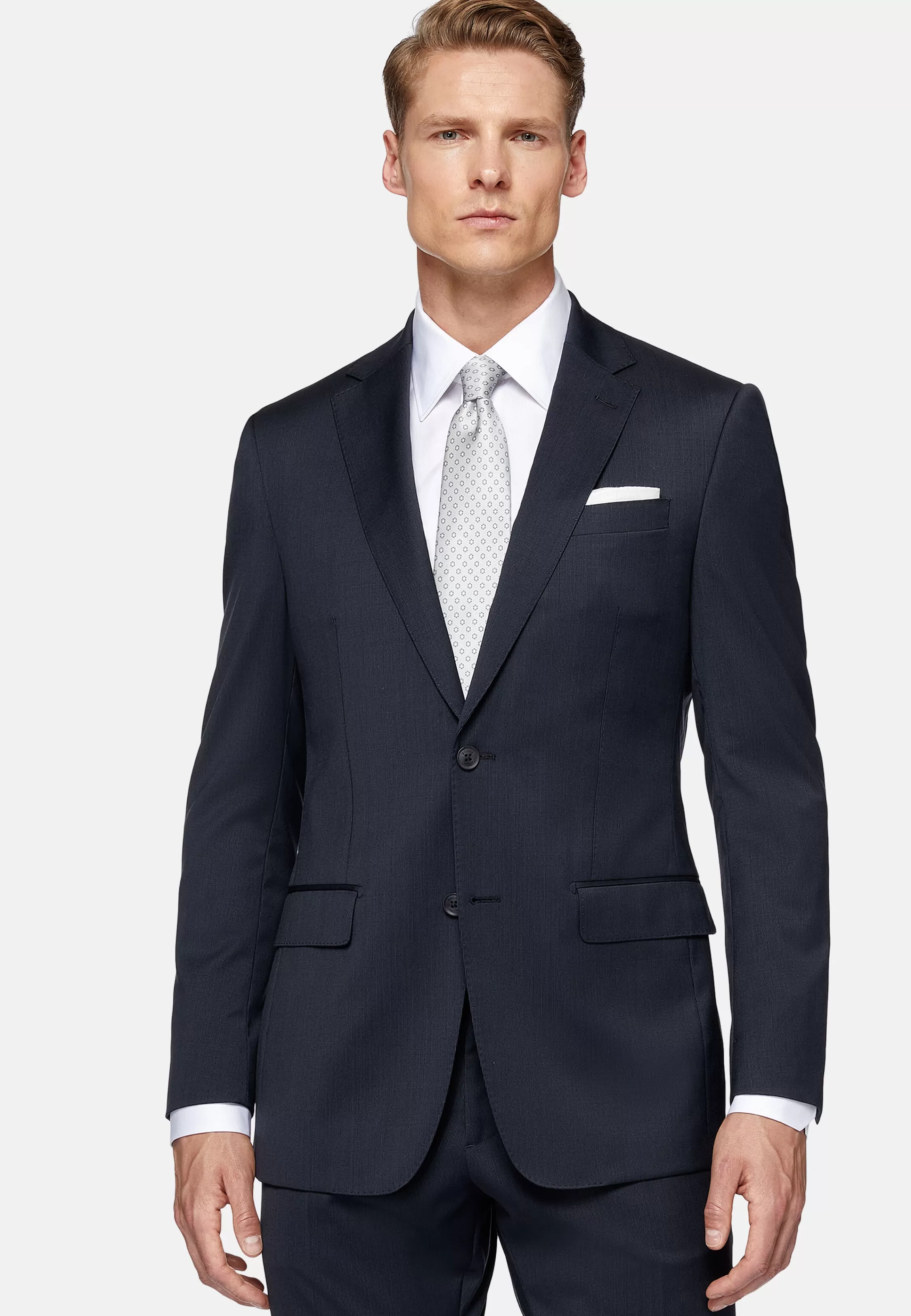 Boggi Milano Blue Pinstripe Stretch Wool Suit