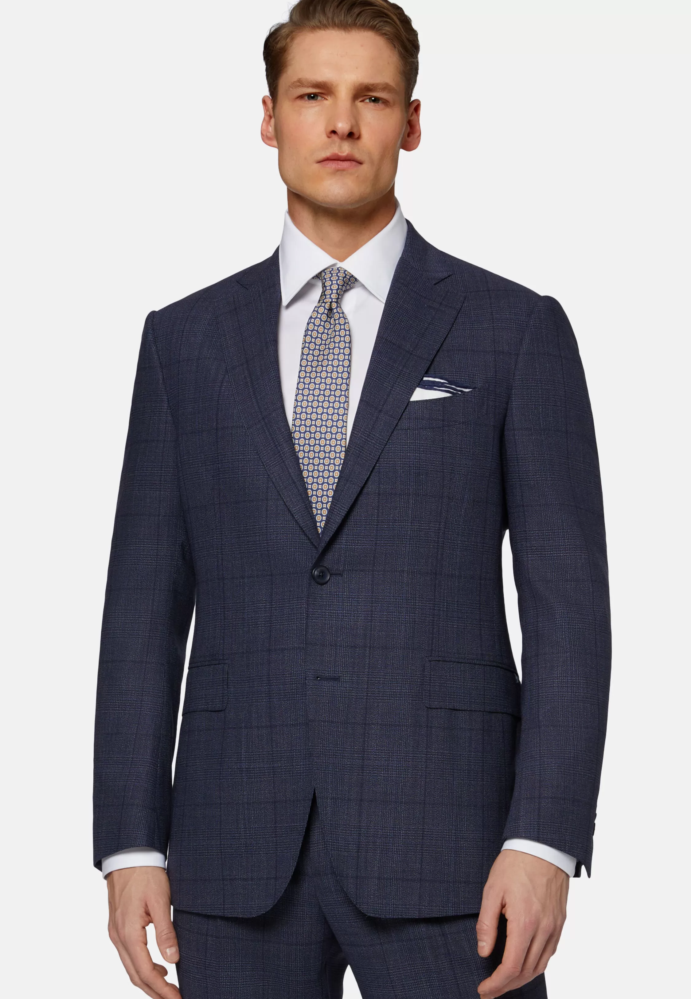 Boggi Milano Prince Of Wales Check Pure Wool Suit