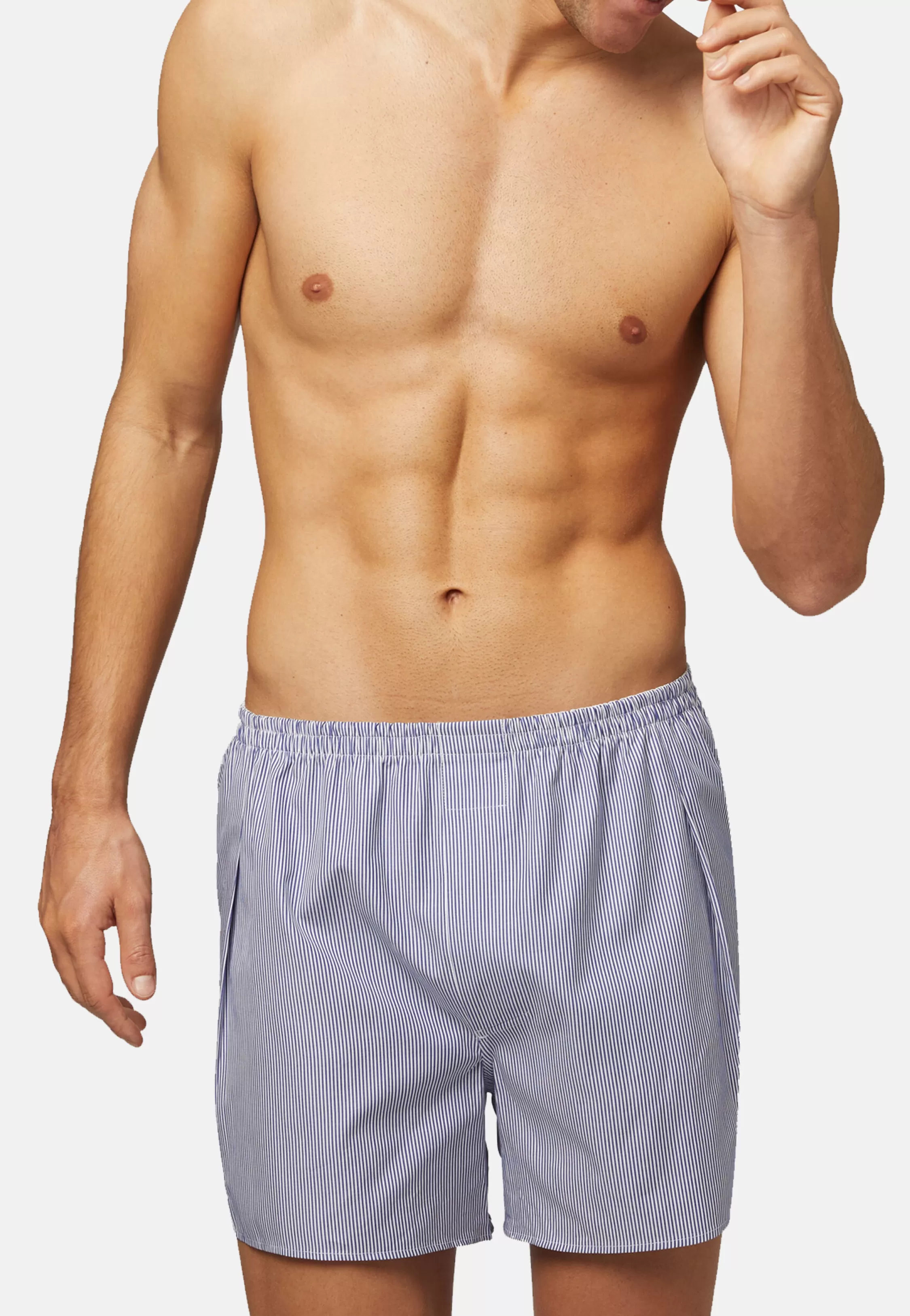 Boggi Milano Blue Striped Cotton Boxer Shorts