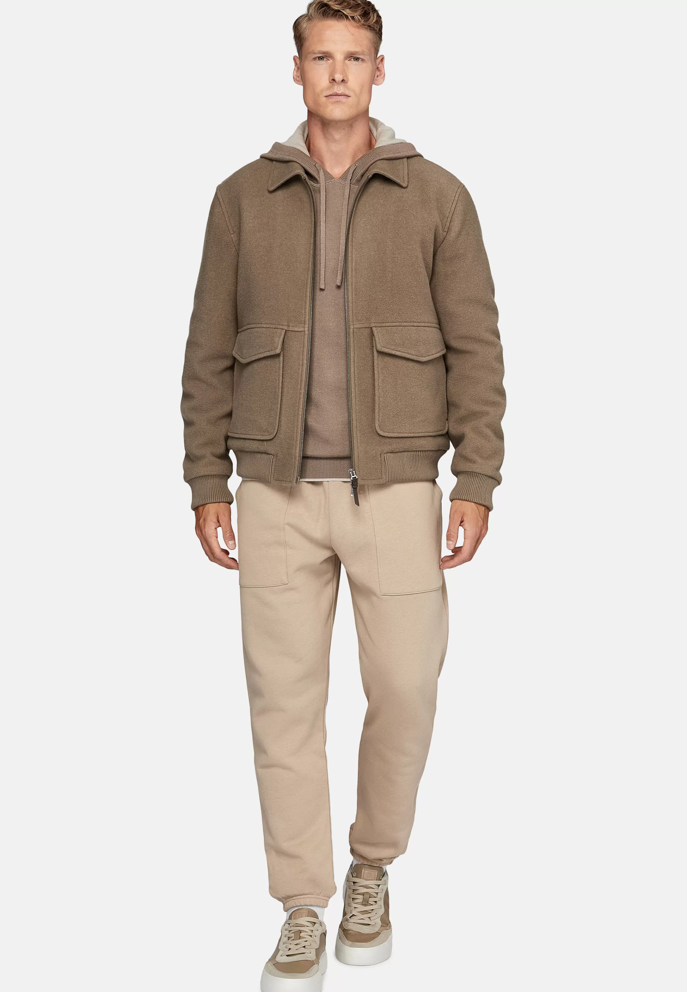 Boggi Milano Bomber Jacket In Padded Wool