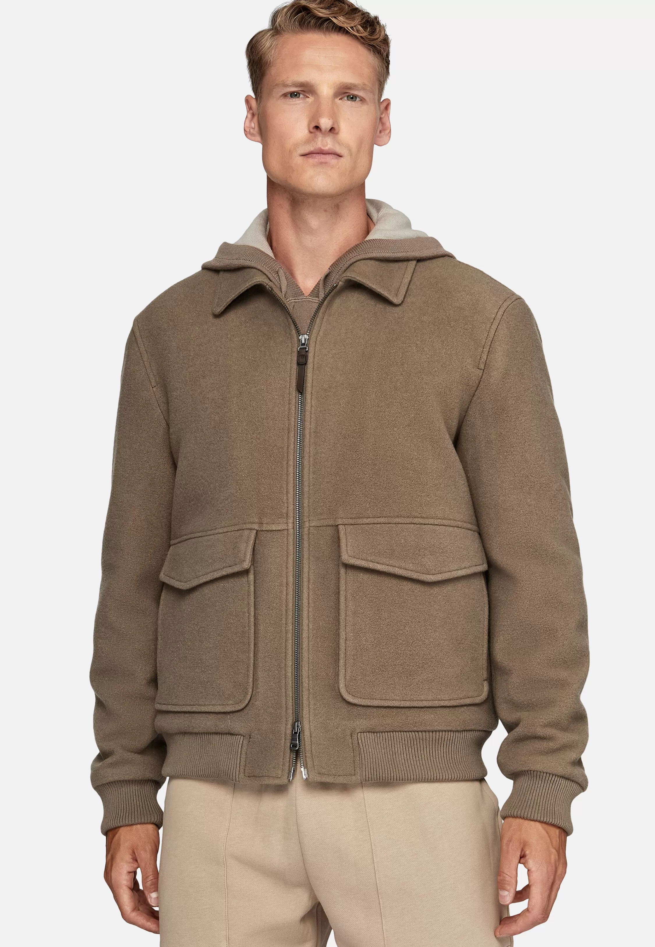 Boggi Milano Bomber Jacket In Padded Wool