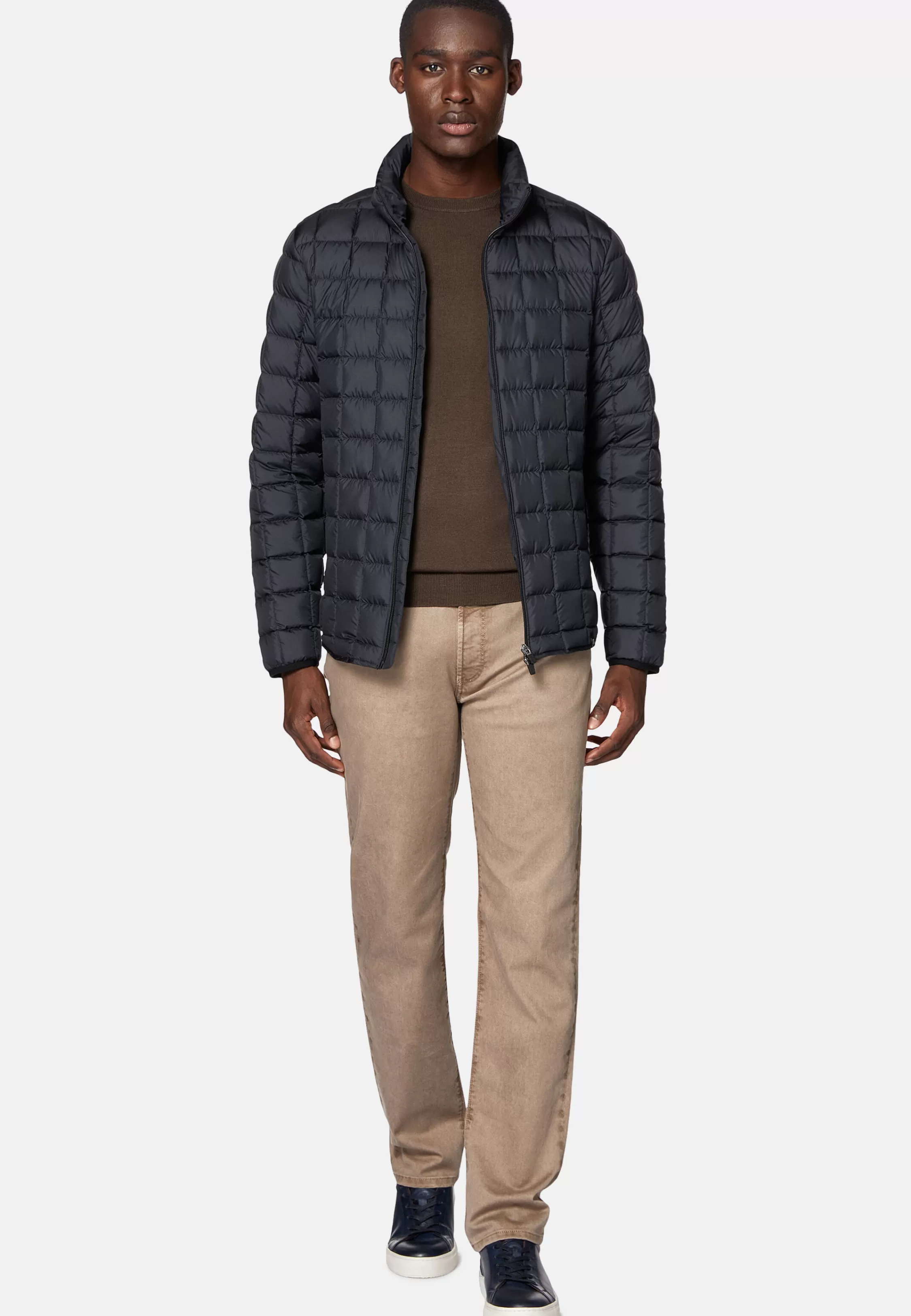 Boggi Milano Bomber Jacket In Technical Fabric With Goose Down