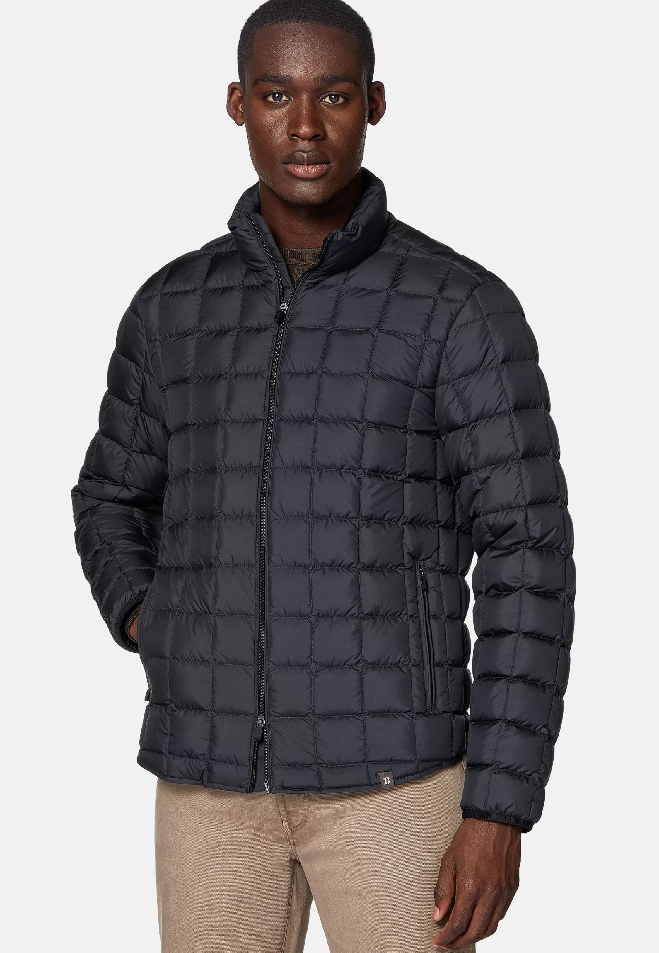 Boggi Milano Bomber Jacket In Technical Fabric With Goose Down