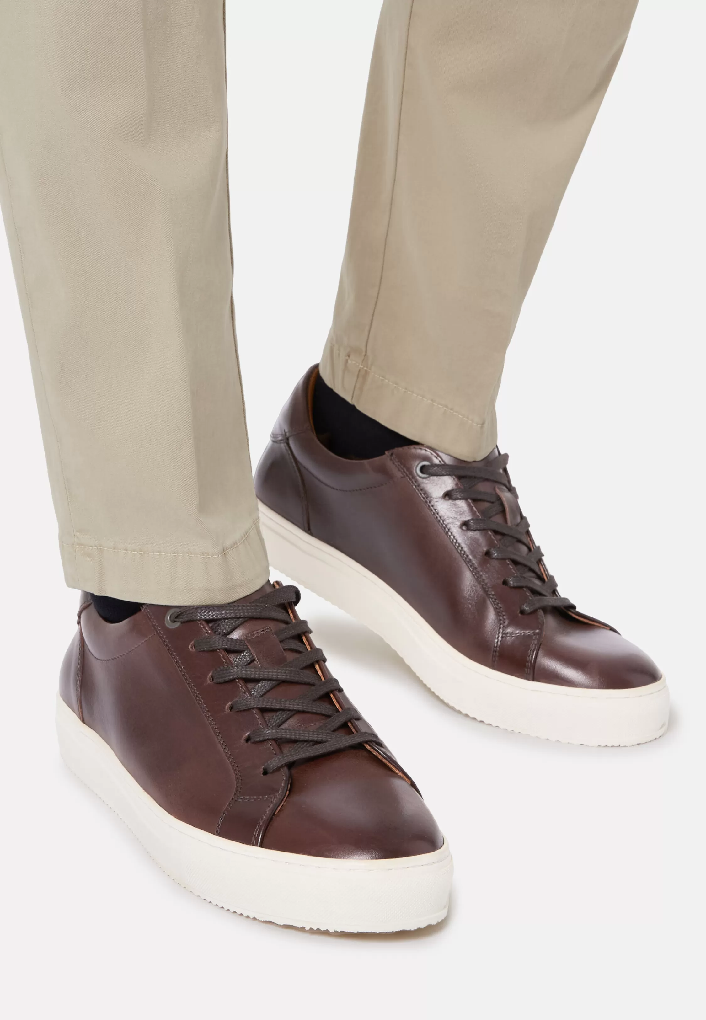 Boggi Milano Brown Leather Trainers