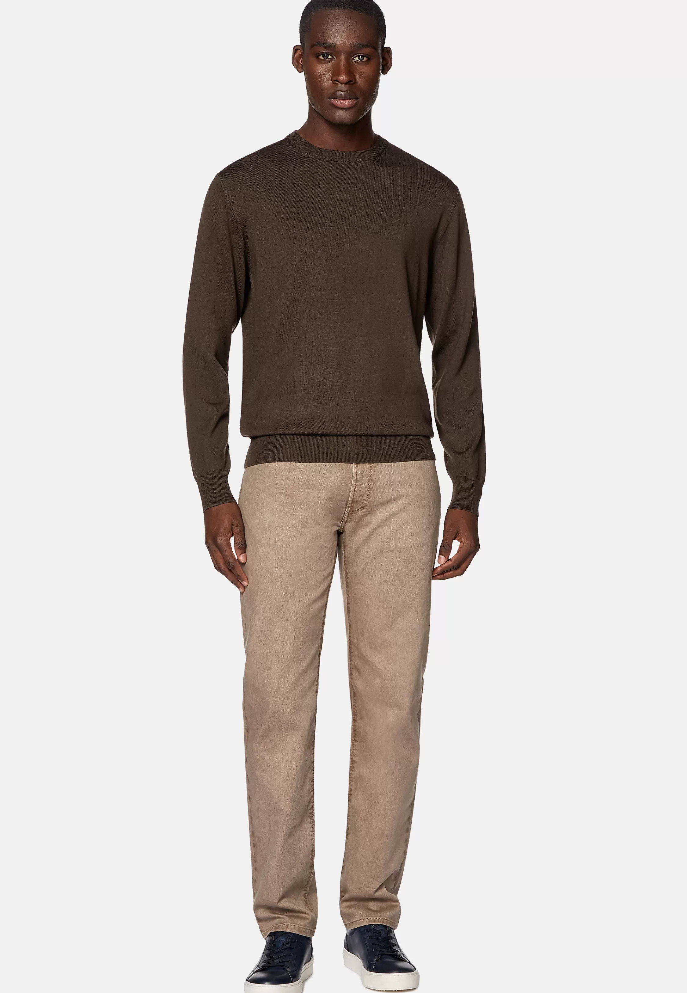 Boggi Milano Brown Merino Wool Crew Neck Jumper