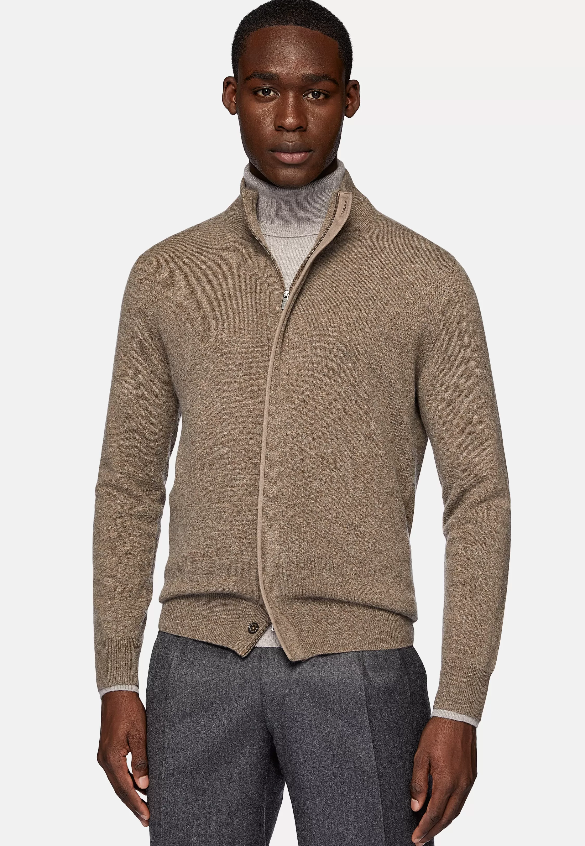 Boggi Milano Brown Wool/Cashmere Full Zip Jumper