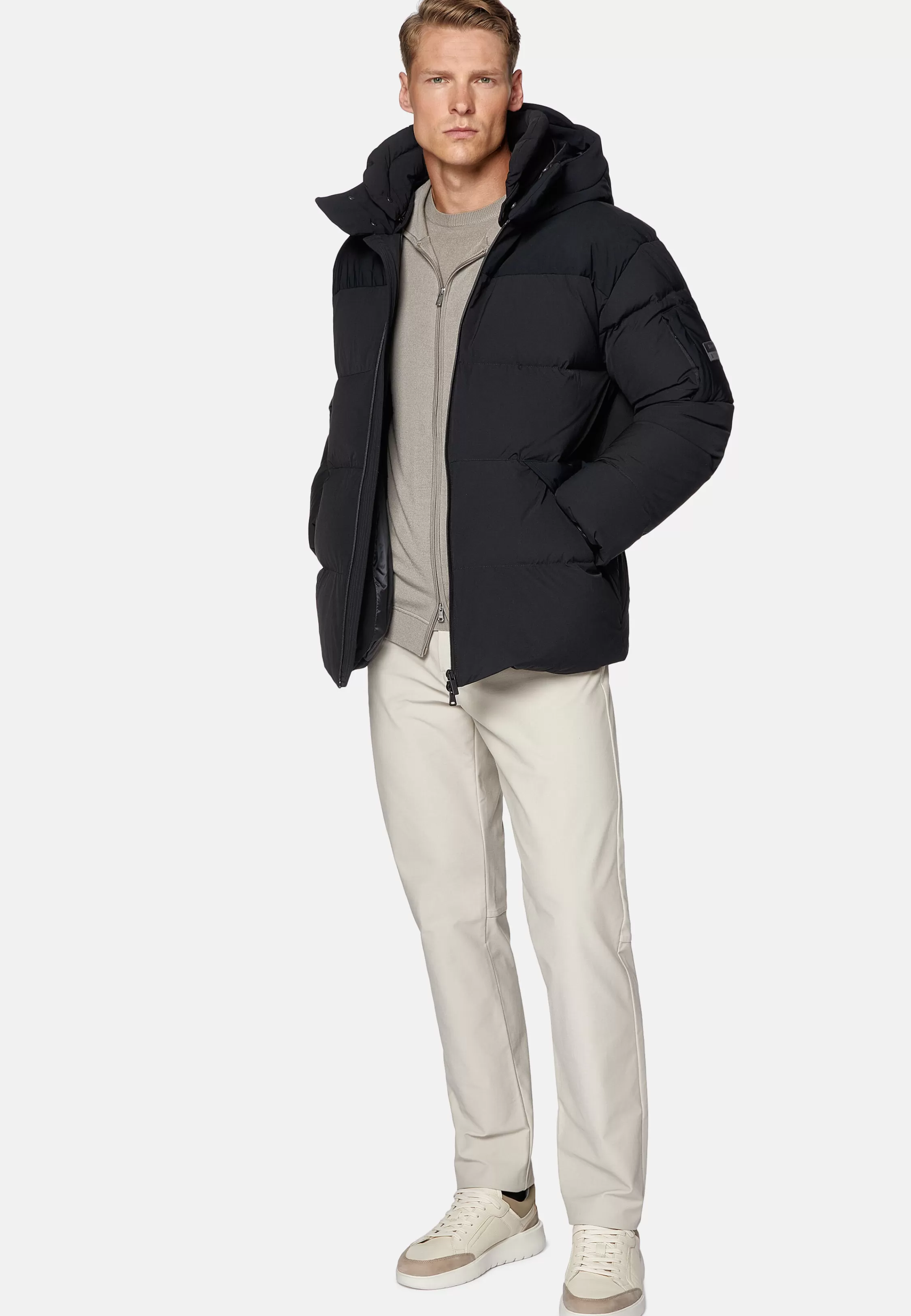 Boggi Milano B-Tech Bomber Jacket In Recycled Nylon And Goose Down