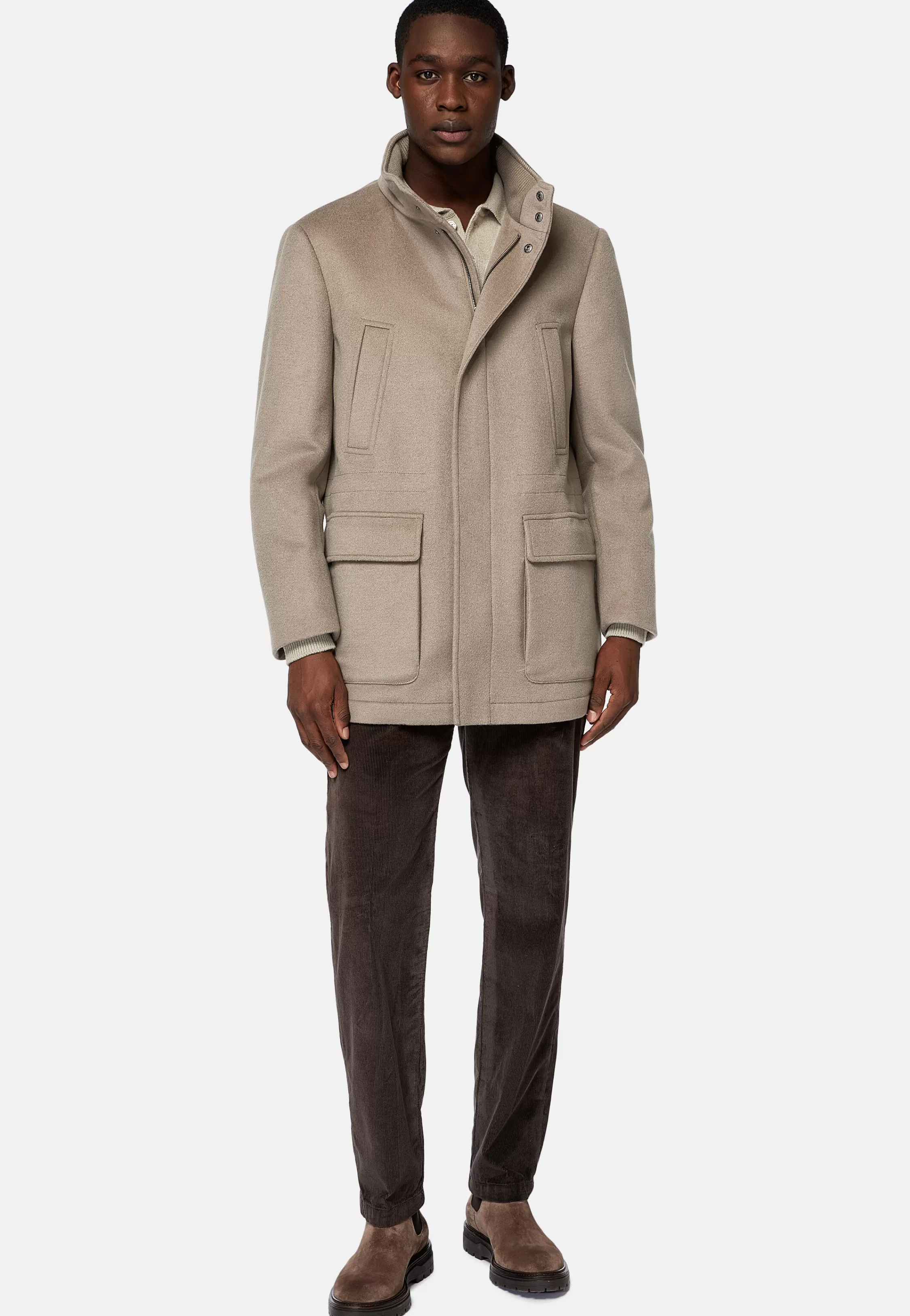 Boggi Milano Car Coat In Padded Cashmere Wool