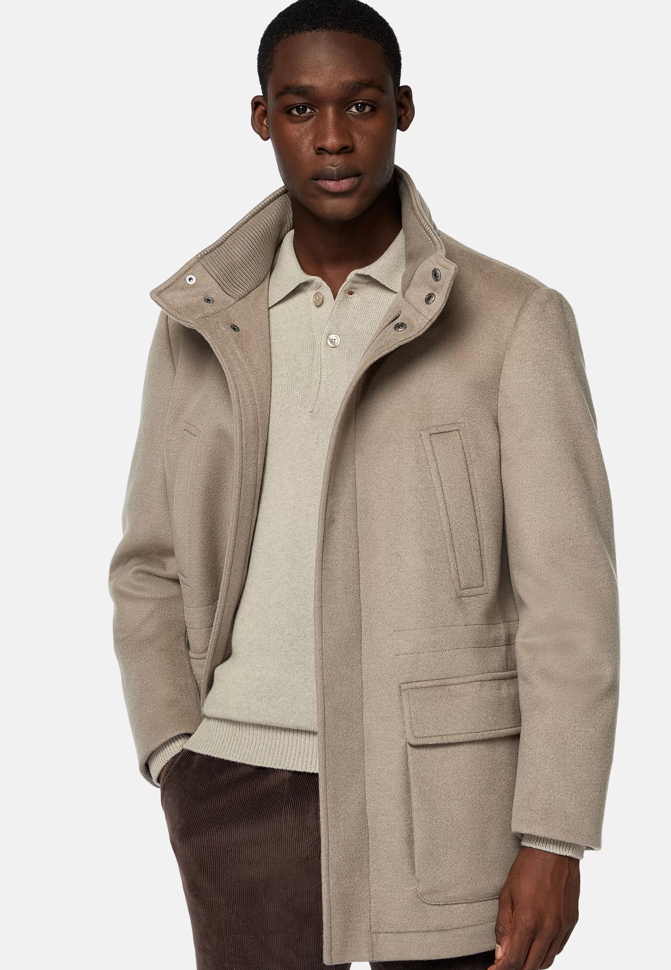 Boggi Milano Car Coat In Padded Cashmere Wool