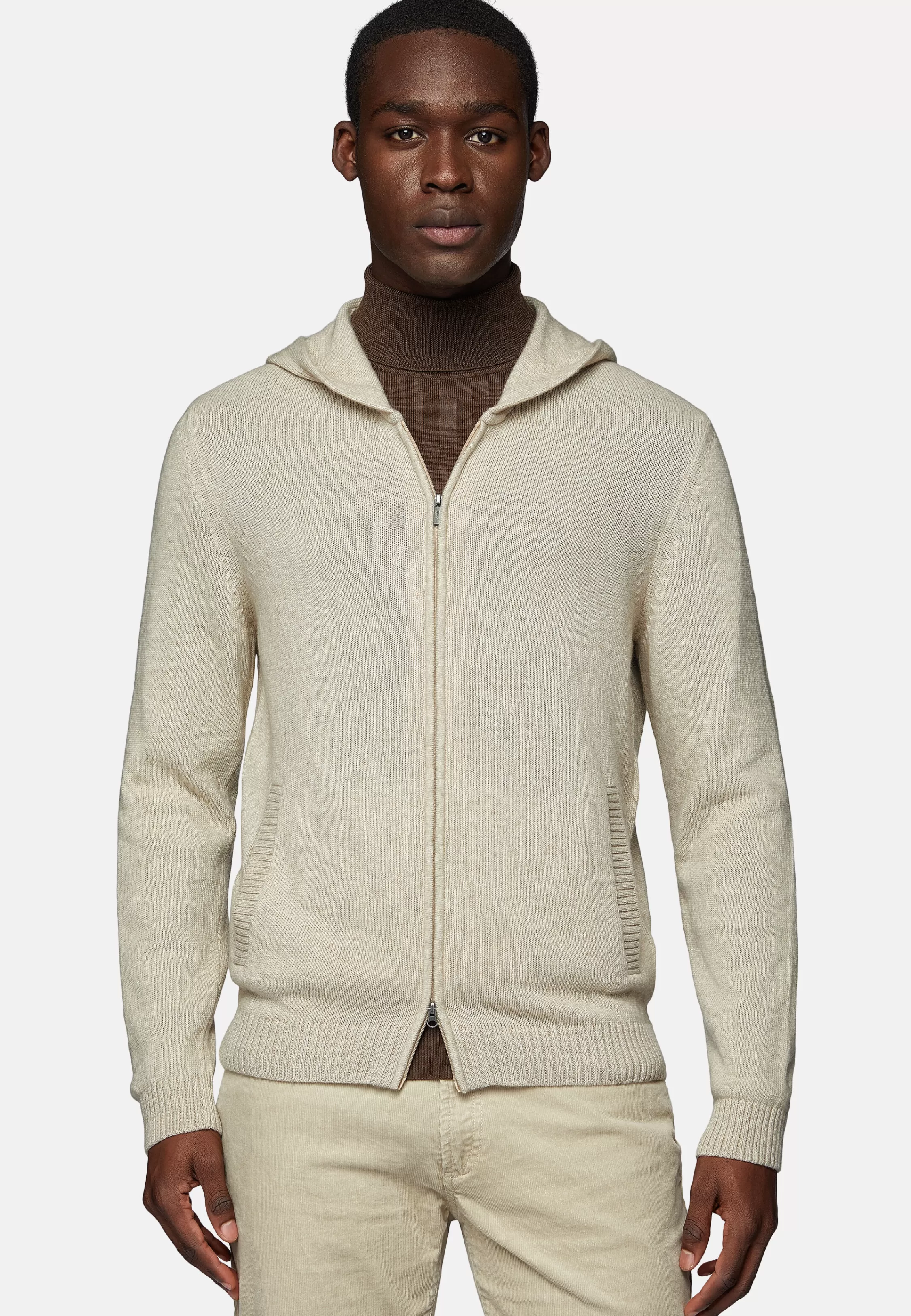 Boggi Milano Cashmere Blend Full Zip Hoodie Sweater