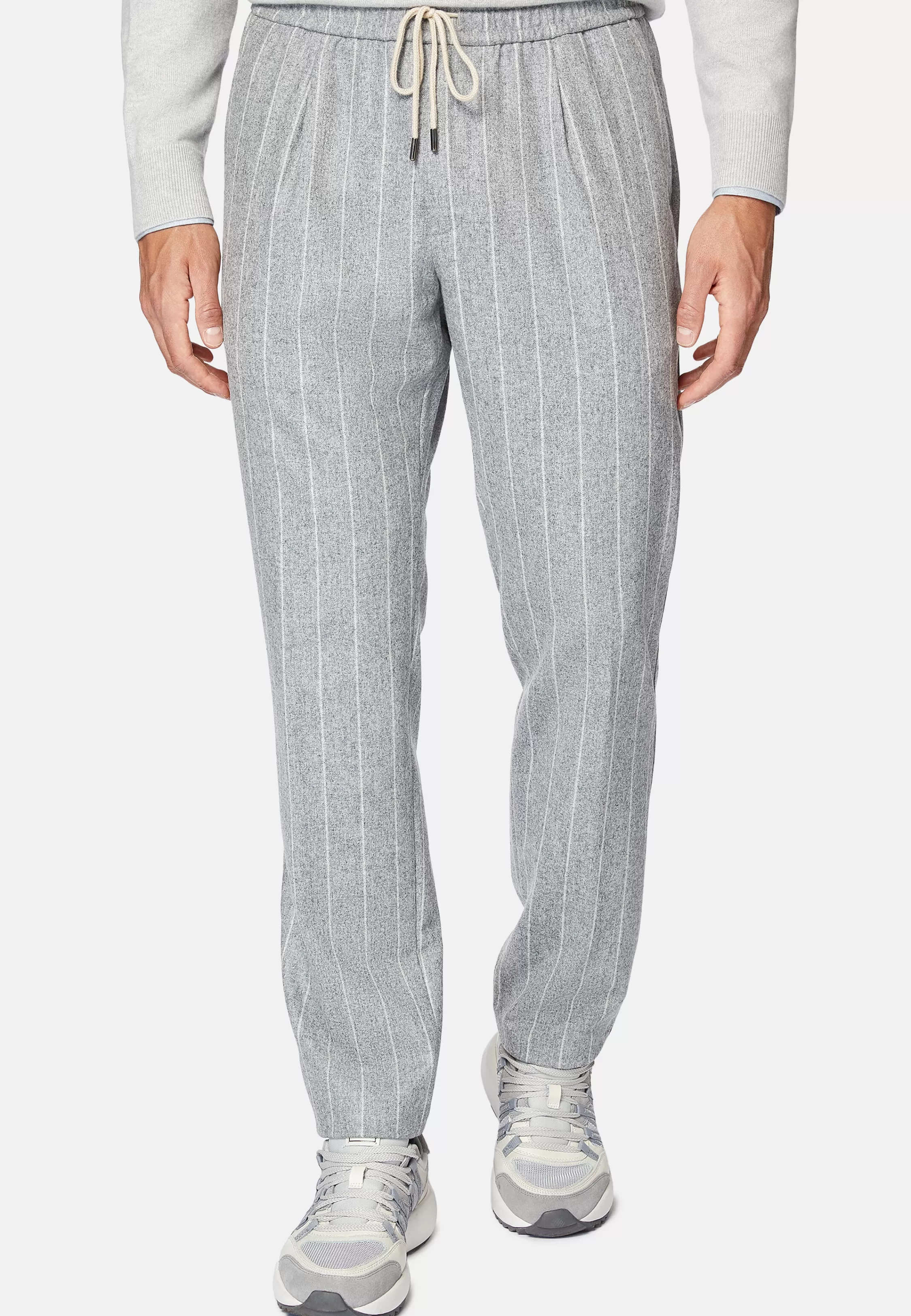 Boggi Milano City Trousers In Pinstripe Flannel