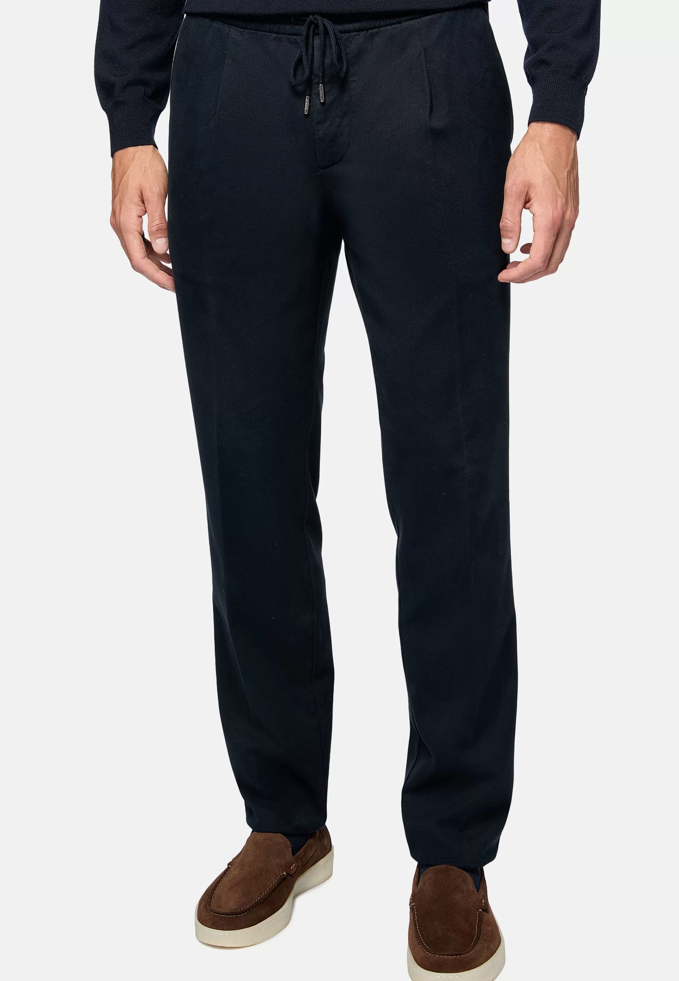 Boggi Milano City Trousers In Stretch Cotton Tencel