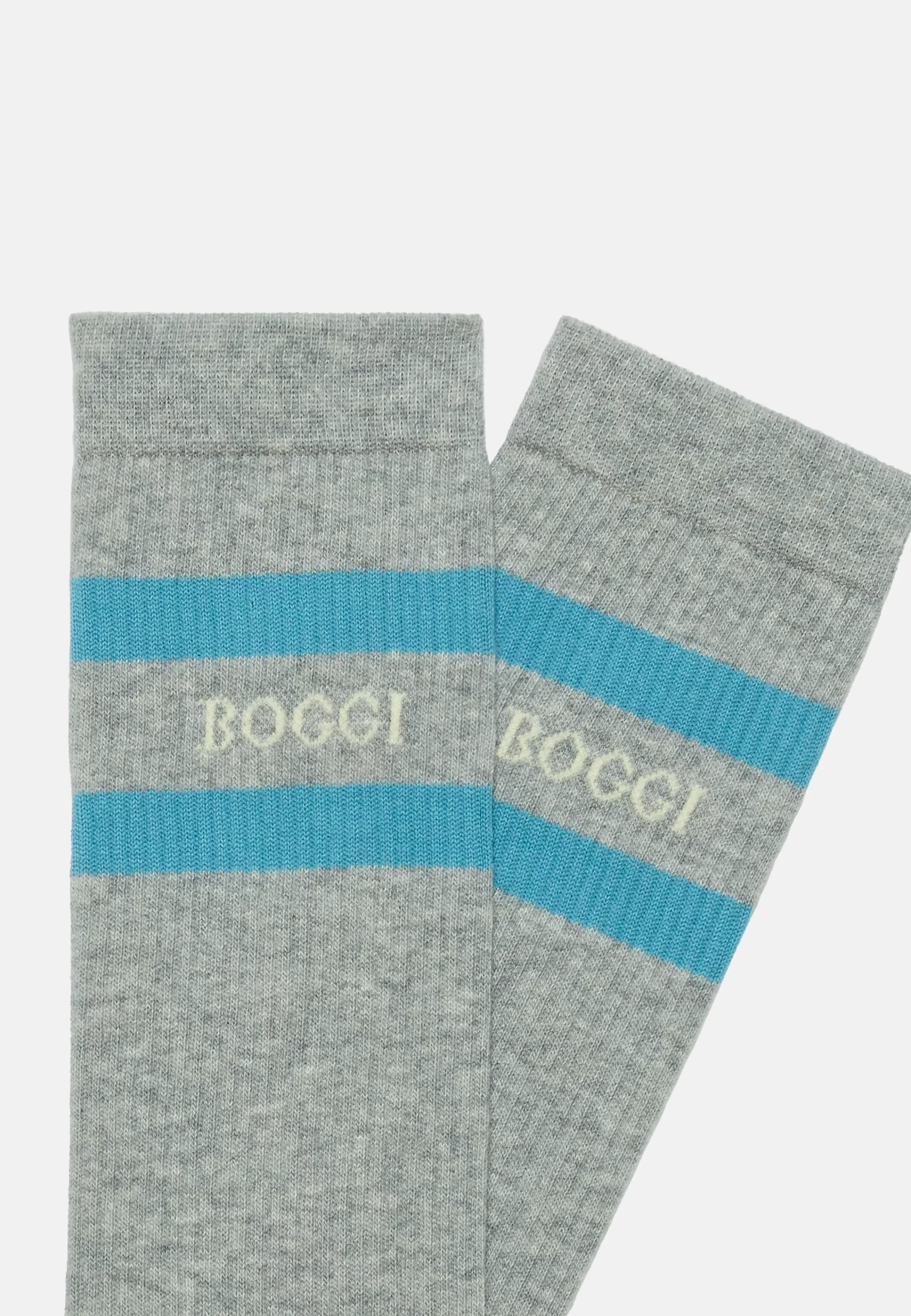 Boggi Milano Cotton Blend Striped Logo Socks