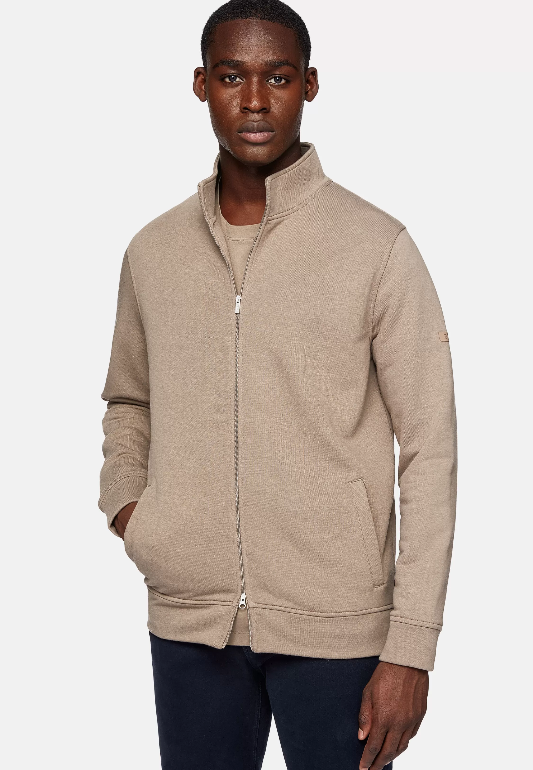 Boggi Milano Cotton Mixed Full Zip Sweater