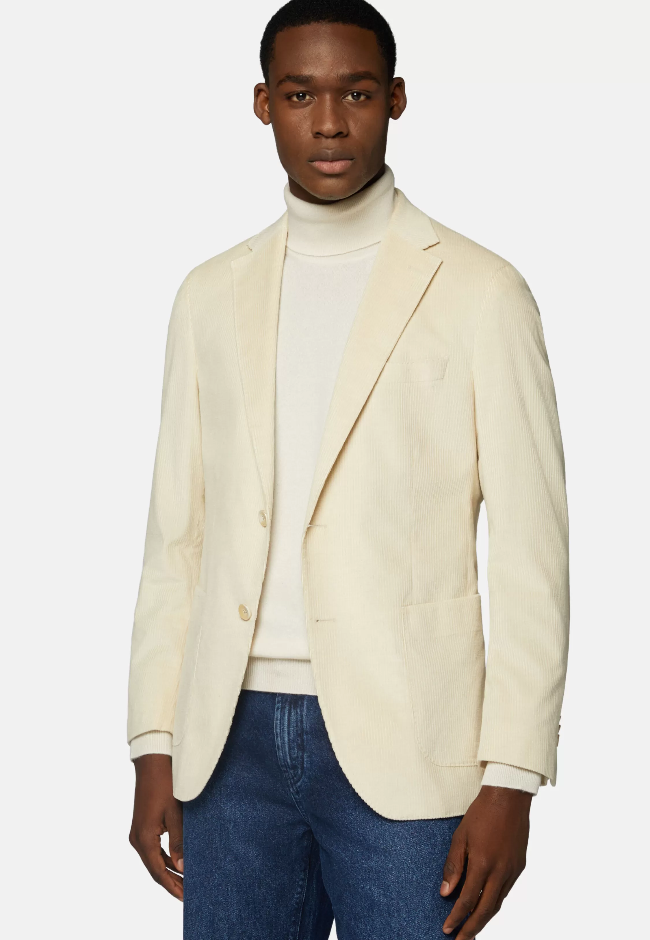 Boggi Milano Cream Cotton And Cashmere Jacket