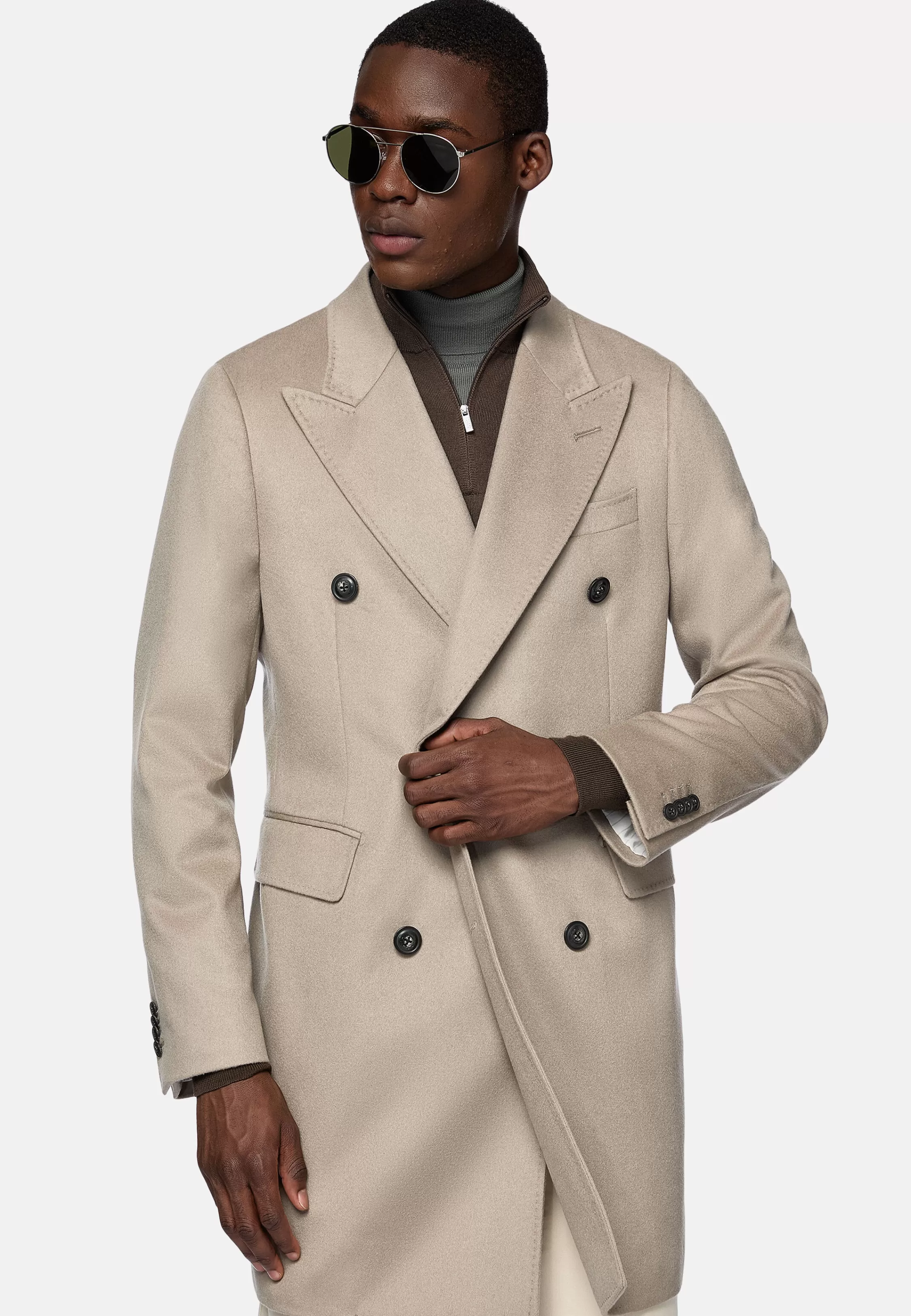 Boggi Milano Double-Breasted Coat In Pure Cashmere.