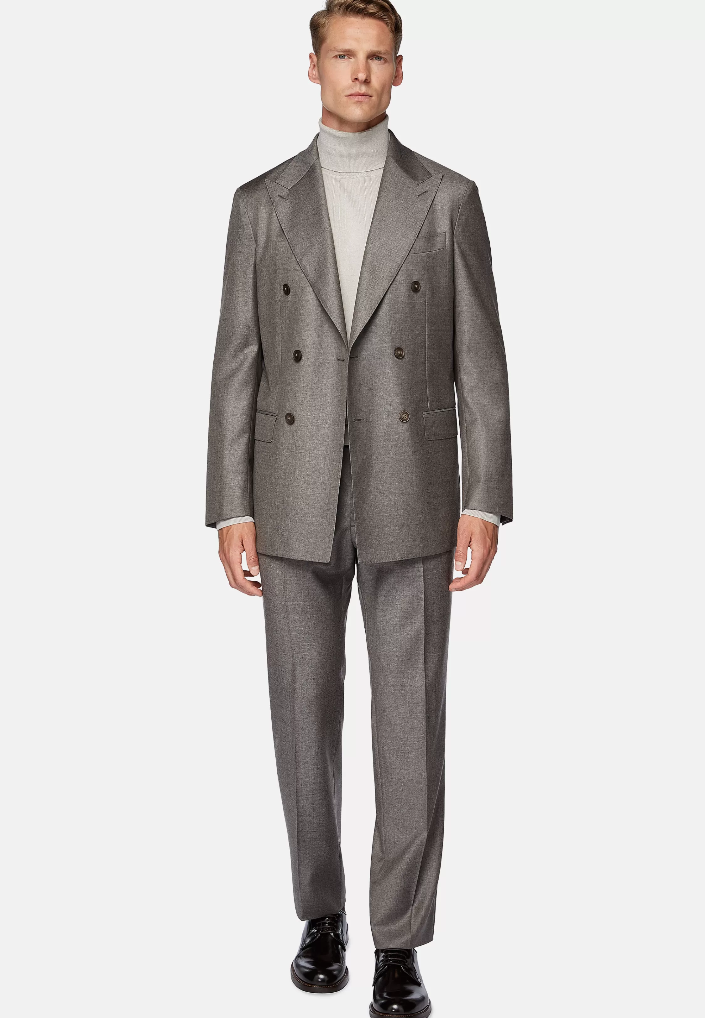 Boggi Milano Double-Breasted Dove Grey Suit In Pure Wool