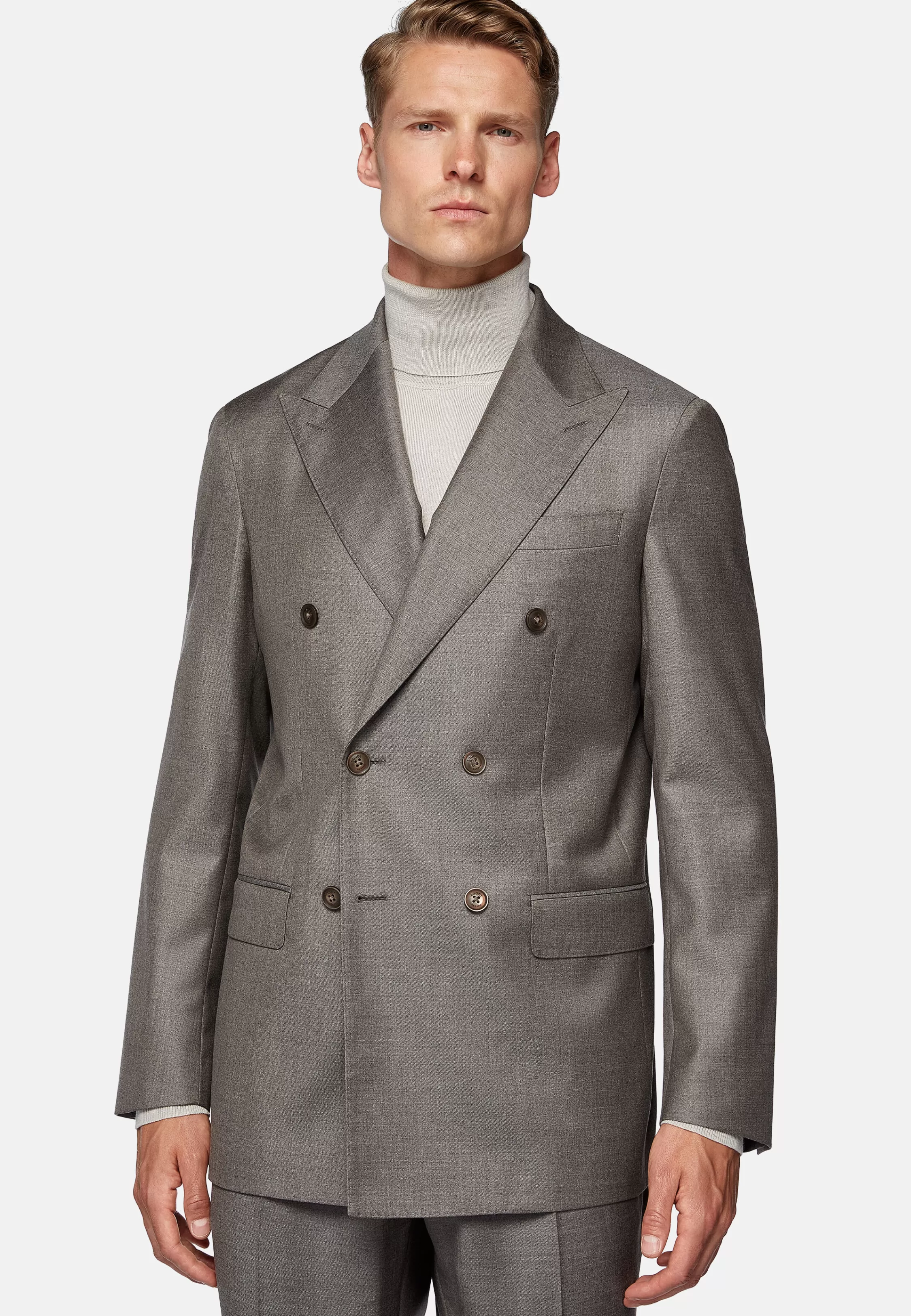 Boggi Milano Double-Breasted Dove Grey Suit In Pure Wool