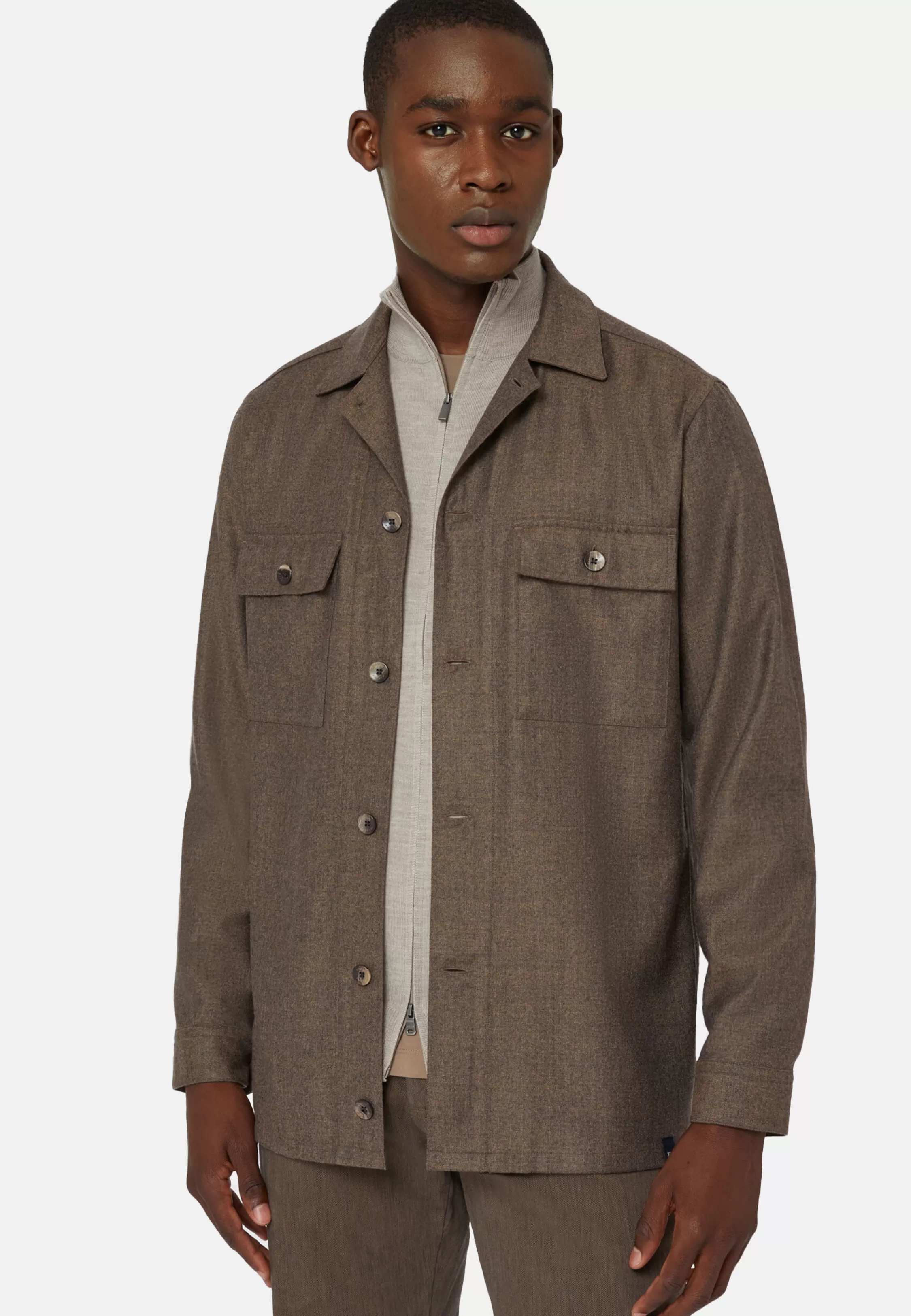 Boggi Milano Dove Grey Flannel Overshirt