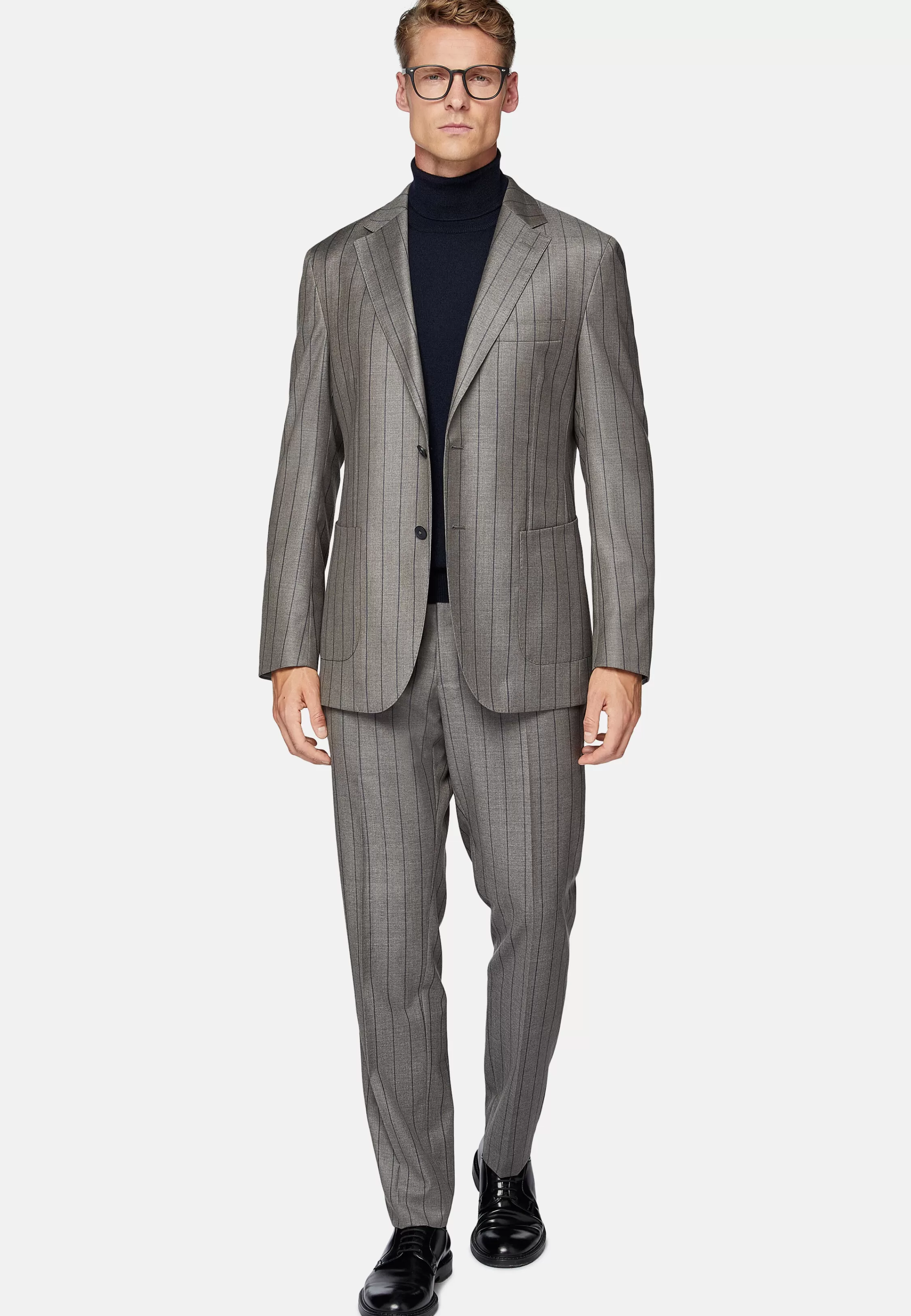 Boggi Milano Dove Grey Pinstripe Pure Wool Suit