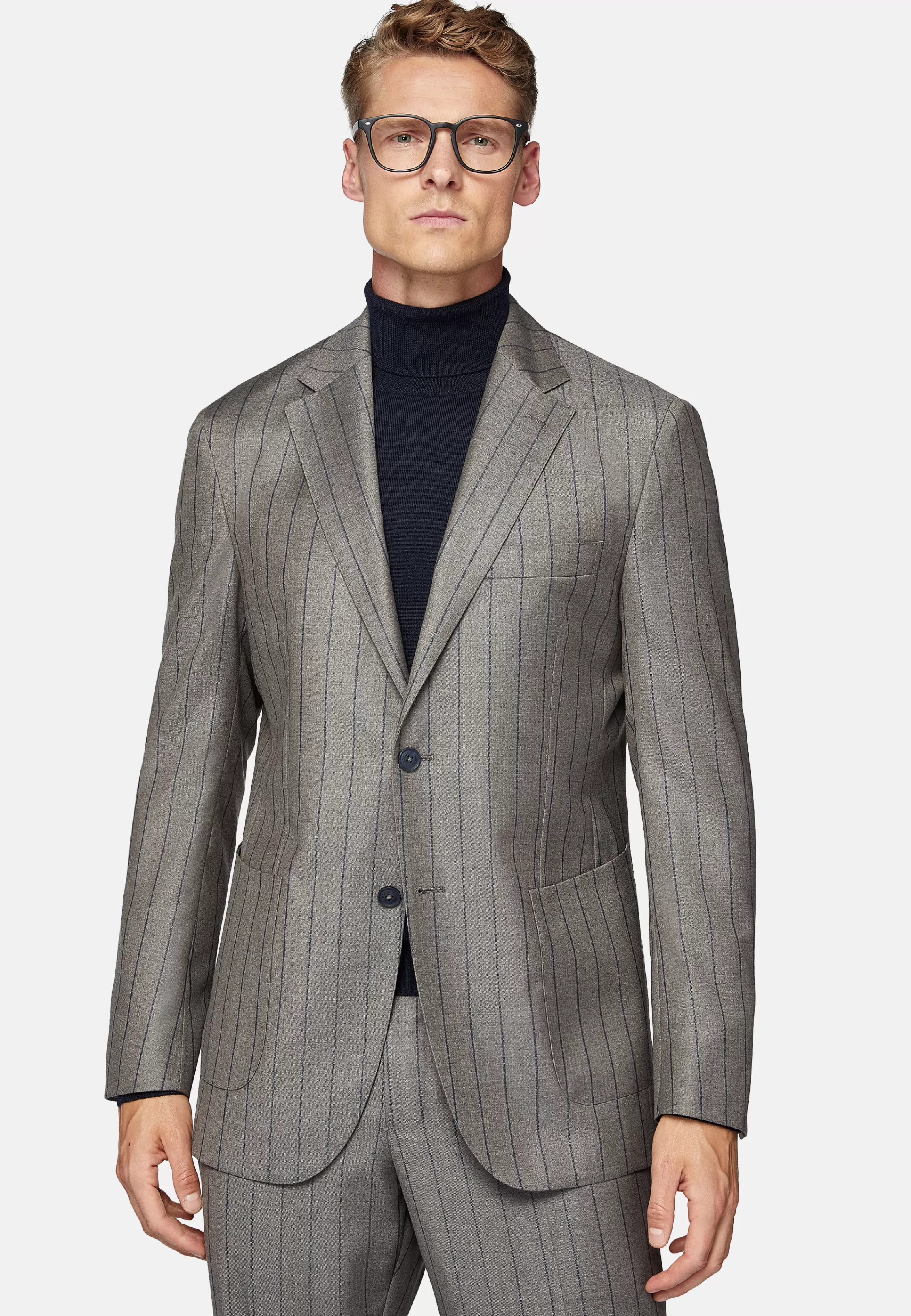 Boggi Milano Dove Grey Pinstripe Pure Wool Suit