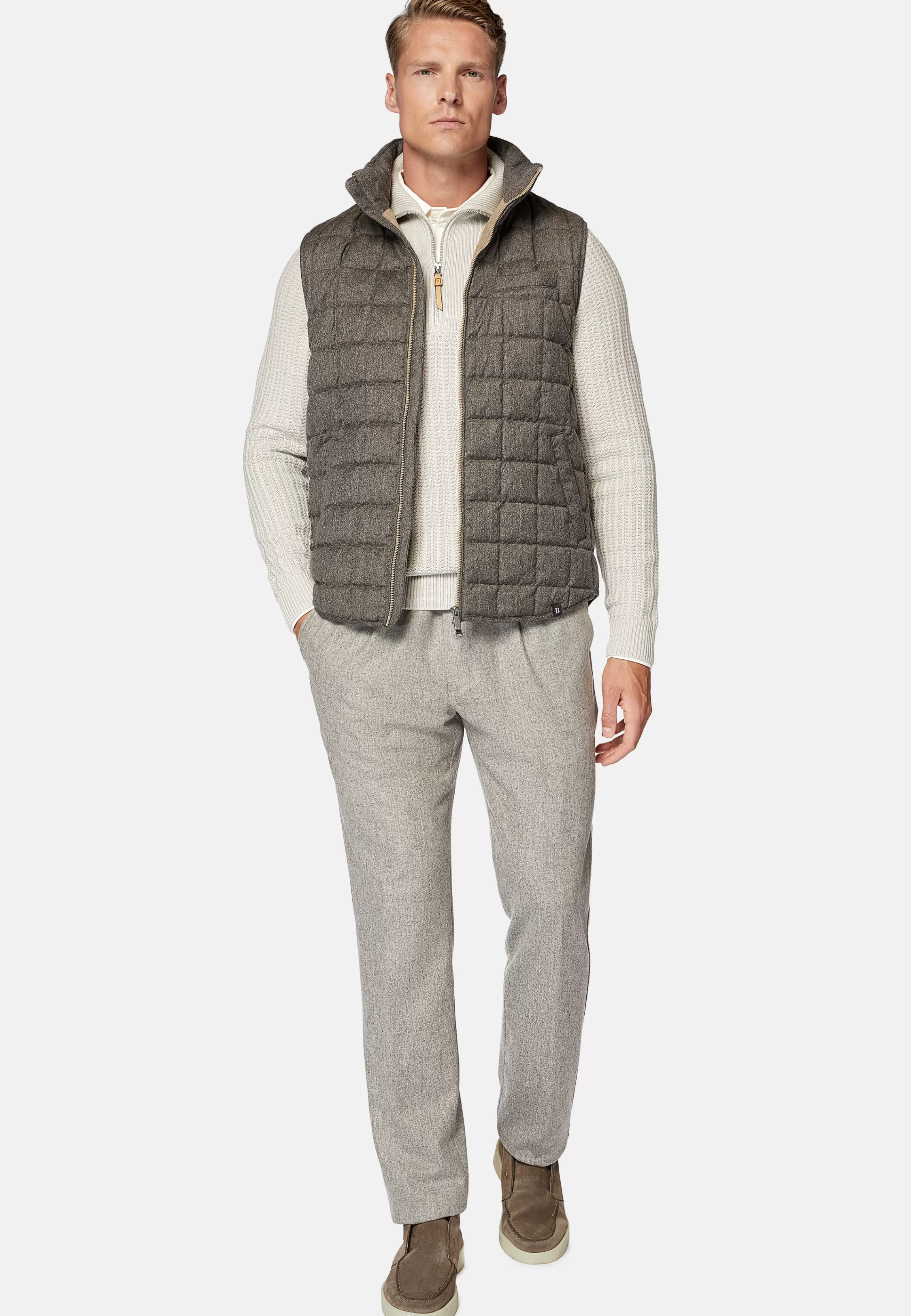 Boggi Milano Flannel Gilet Padded With Goose Down