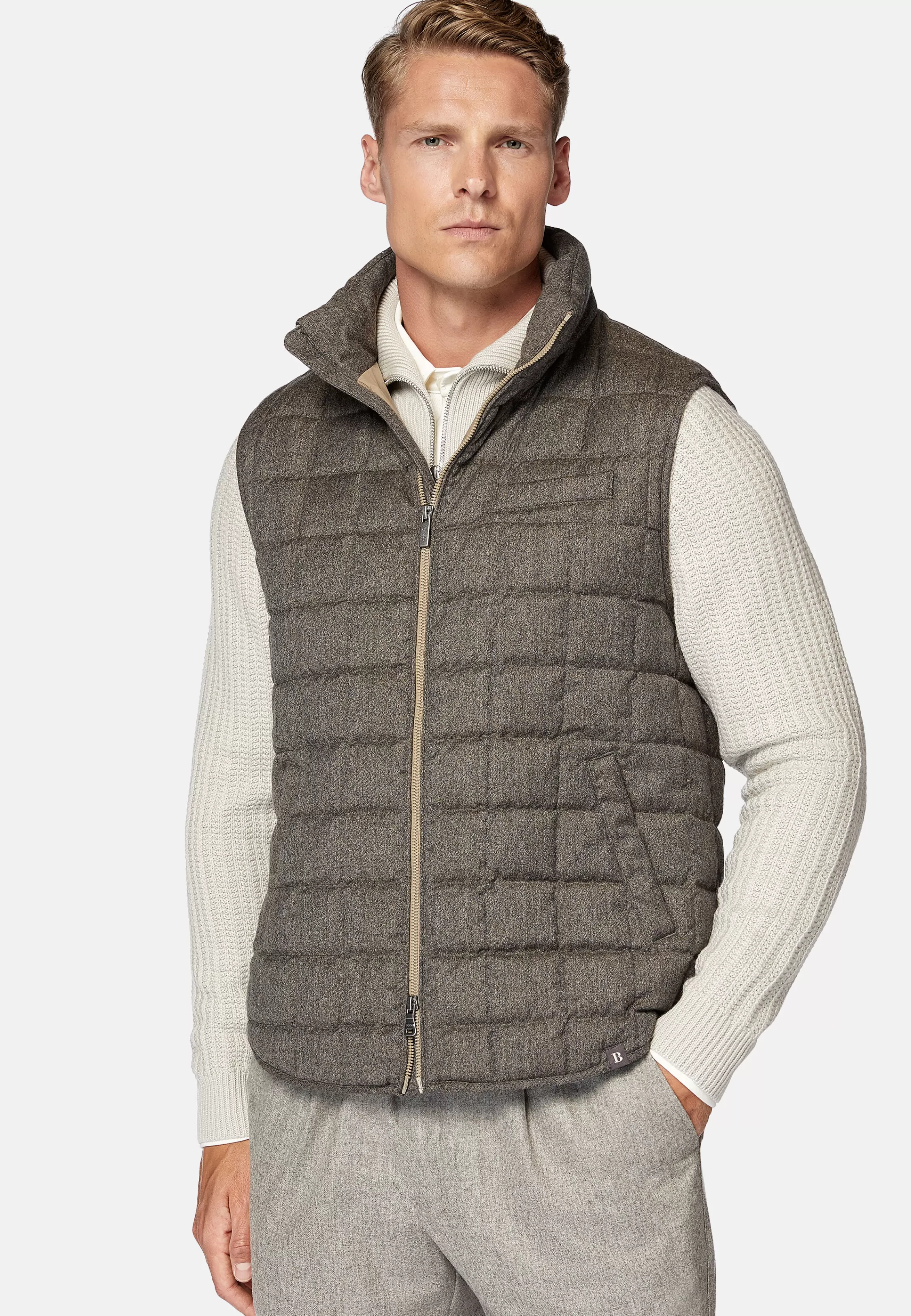 Boggi Milano Flannel Gilet Padded With Goose Down