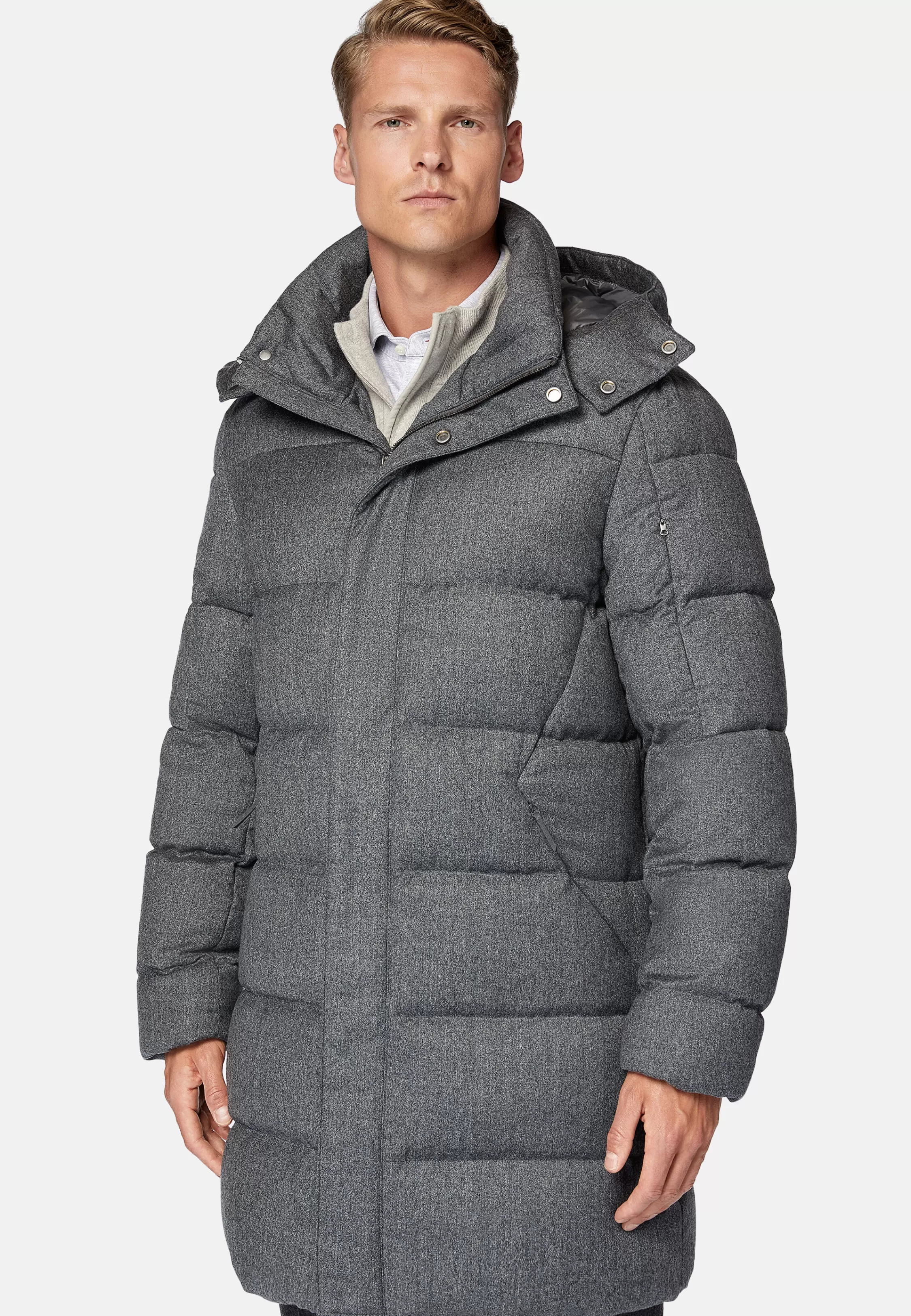 Boggi Milano Flannel Parka Padded With Goose Down