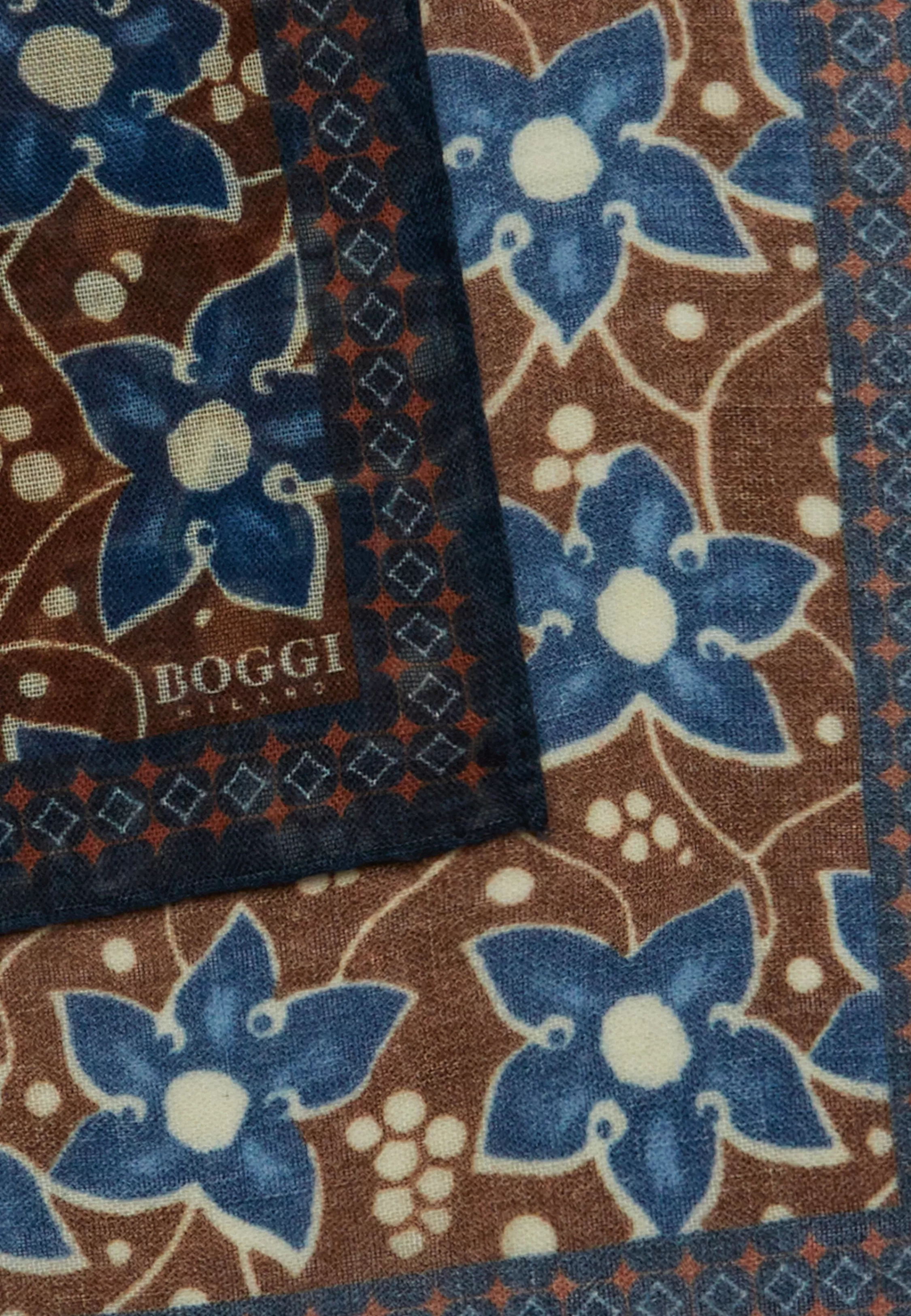 Boggi Milano Floral Wool Pocket Square