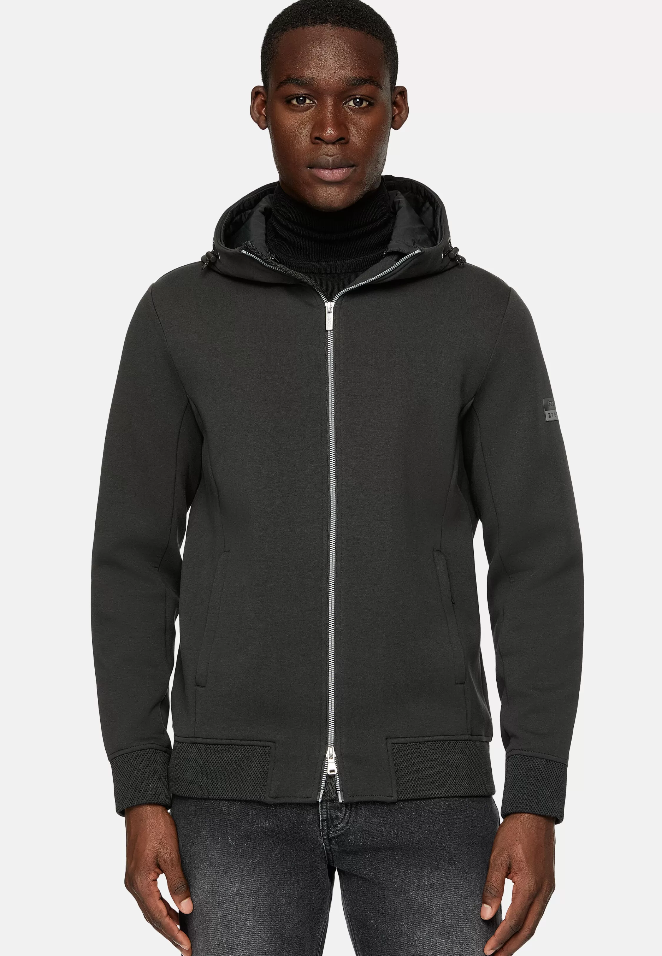 Boggi Milano Full Zip Double Hoodie In Scuba