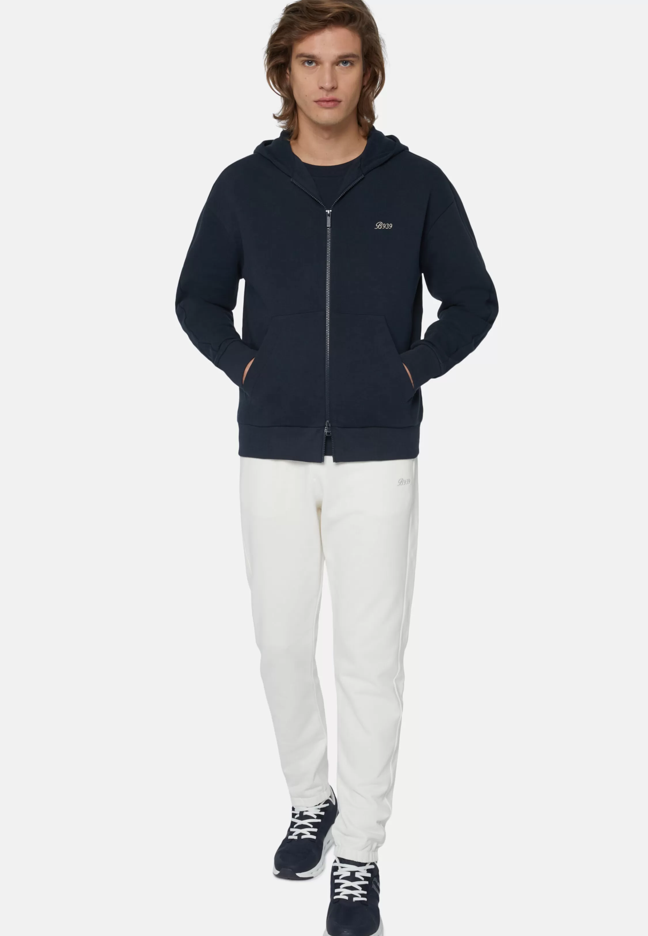 Boggi Milano Full Zip Sweatshirt In Organic Cotton Blend