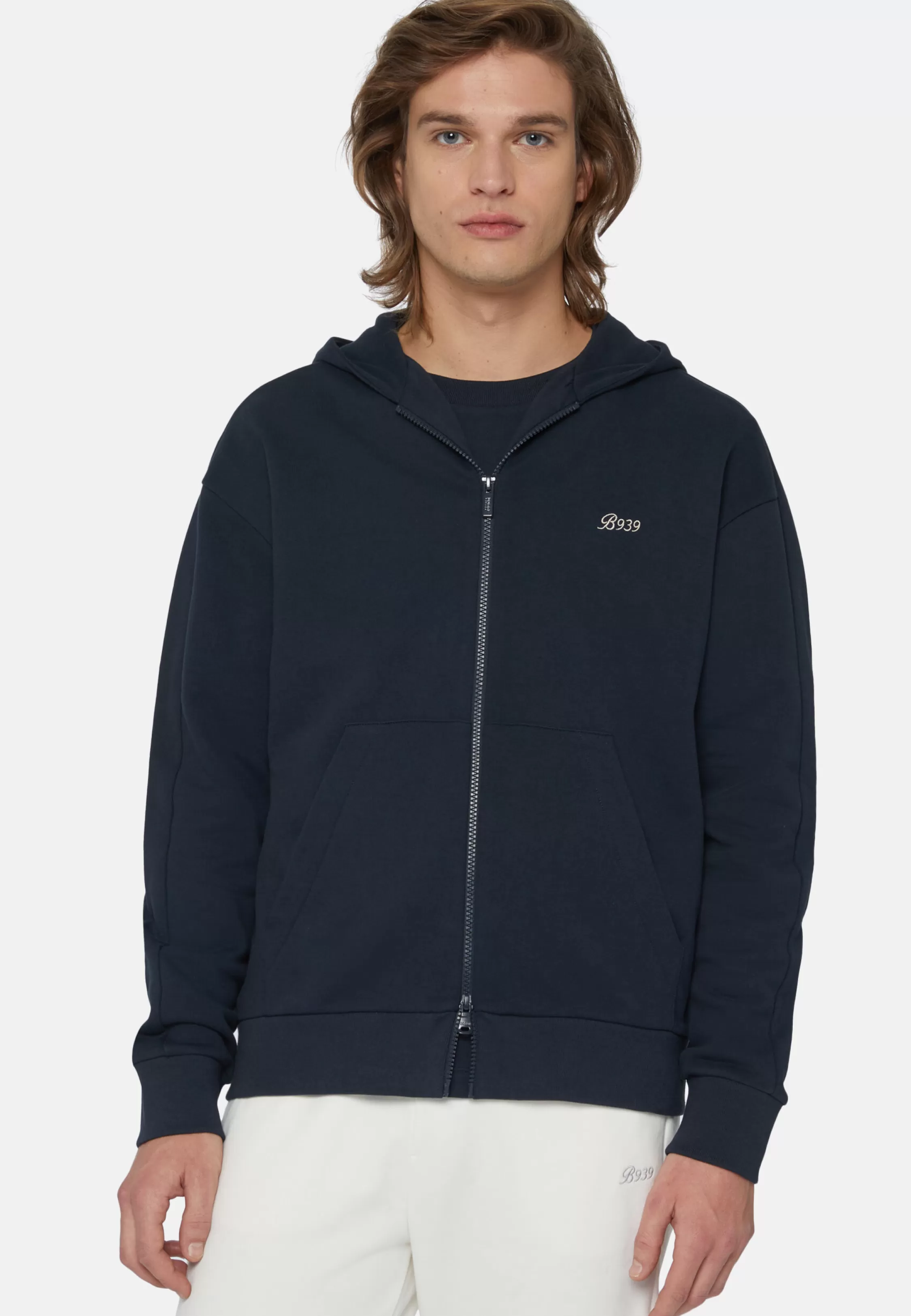 Boggi Milano Full Zip Sweatshirt In Organic Cotton Blend