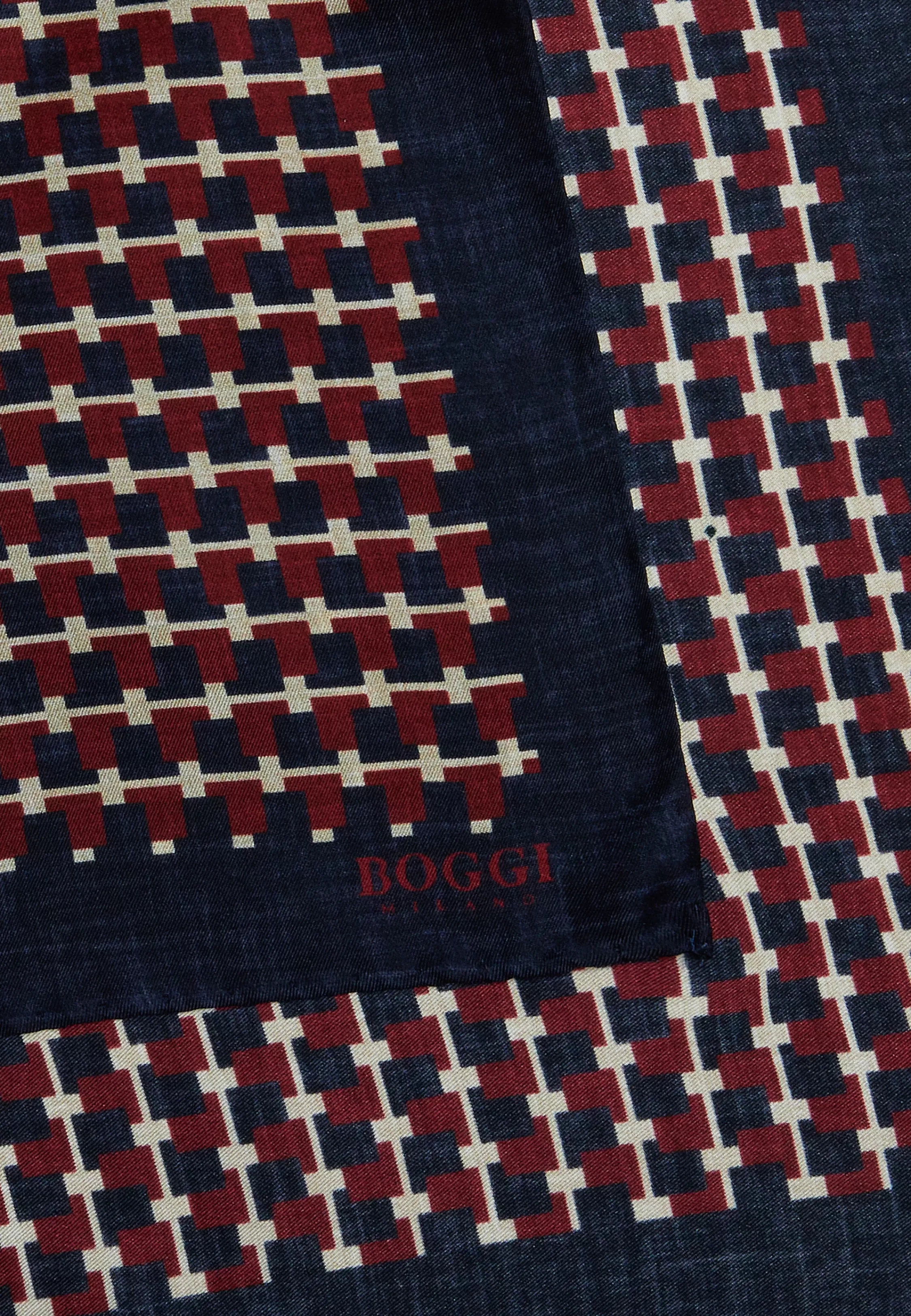 Boggi Milano Geometric Silk Pocket Square