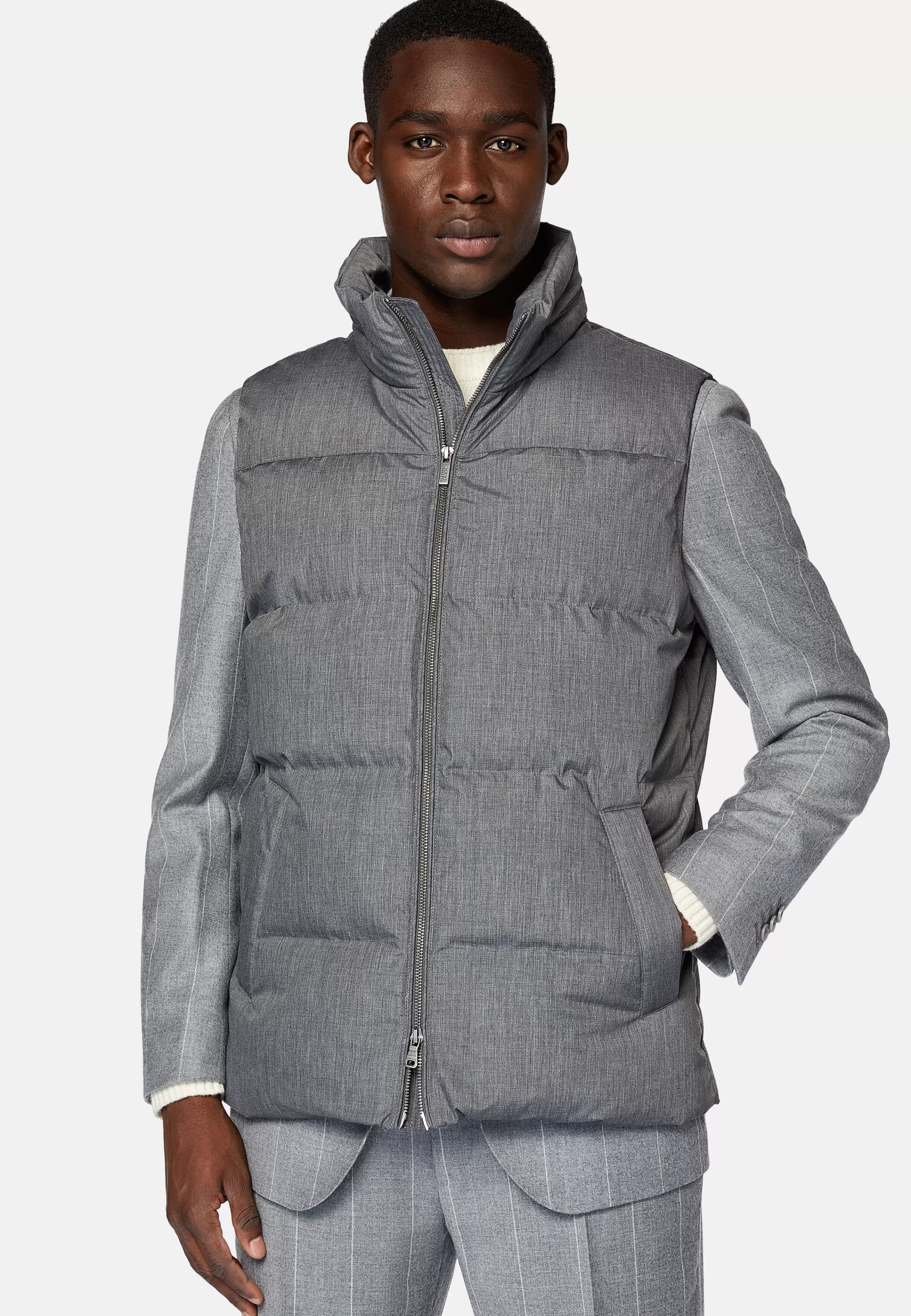 Boggi Milano Gilet In Technical Fabric With Goose Down