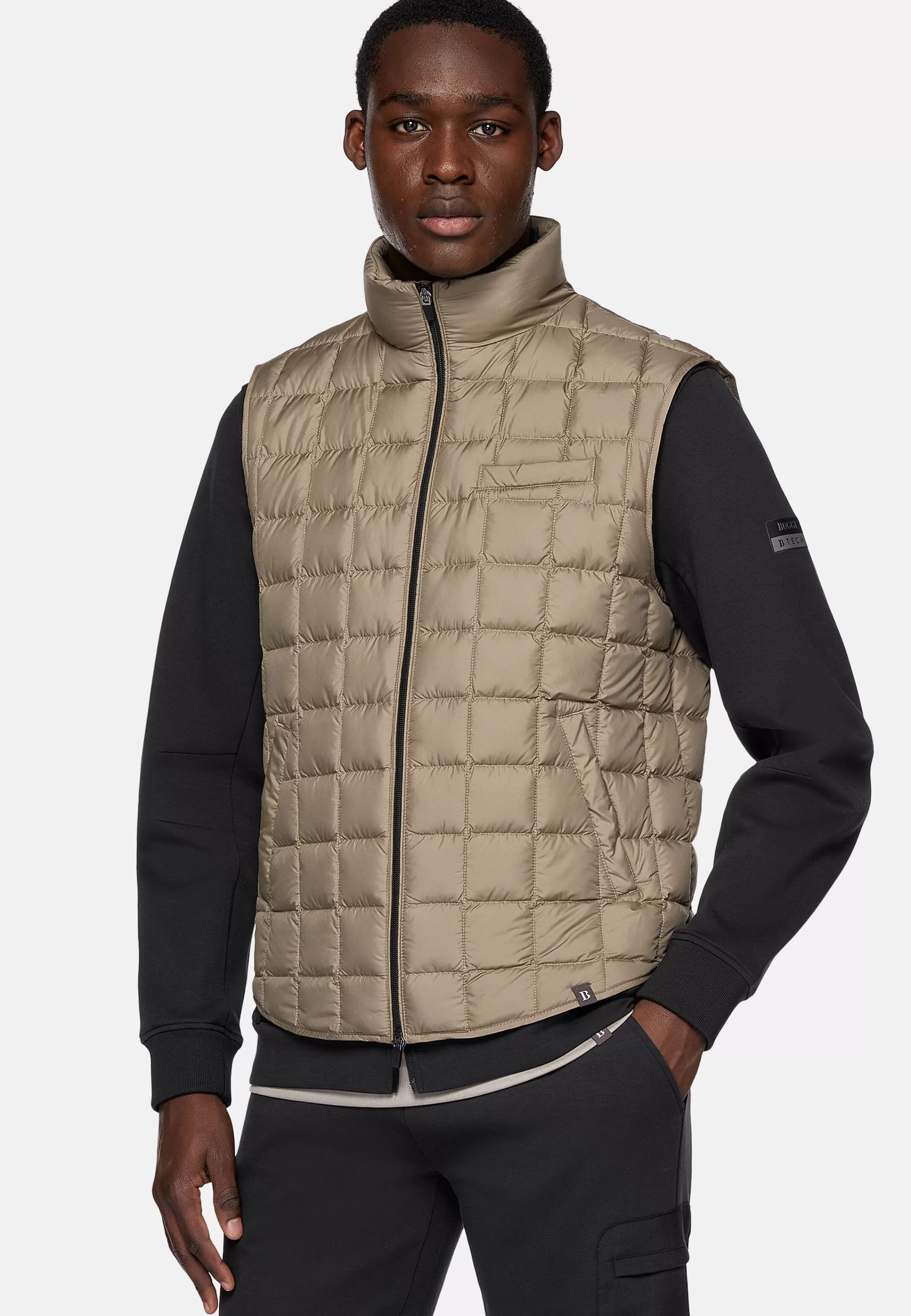 Boggi Milano Gilet In Technical Fabric With Goose Down