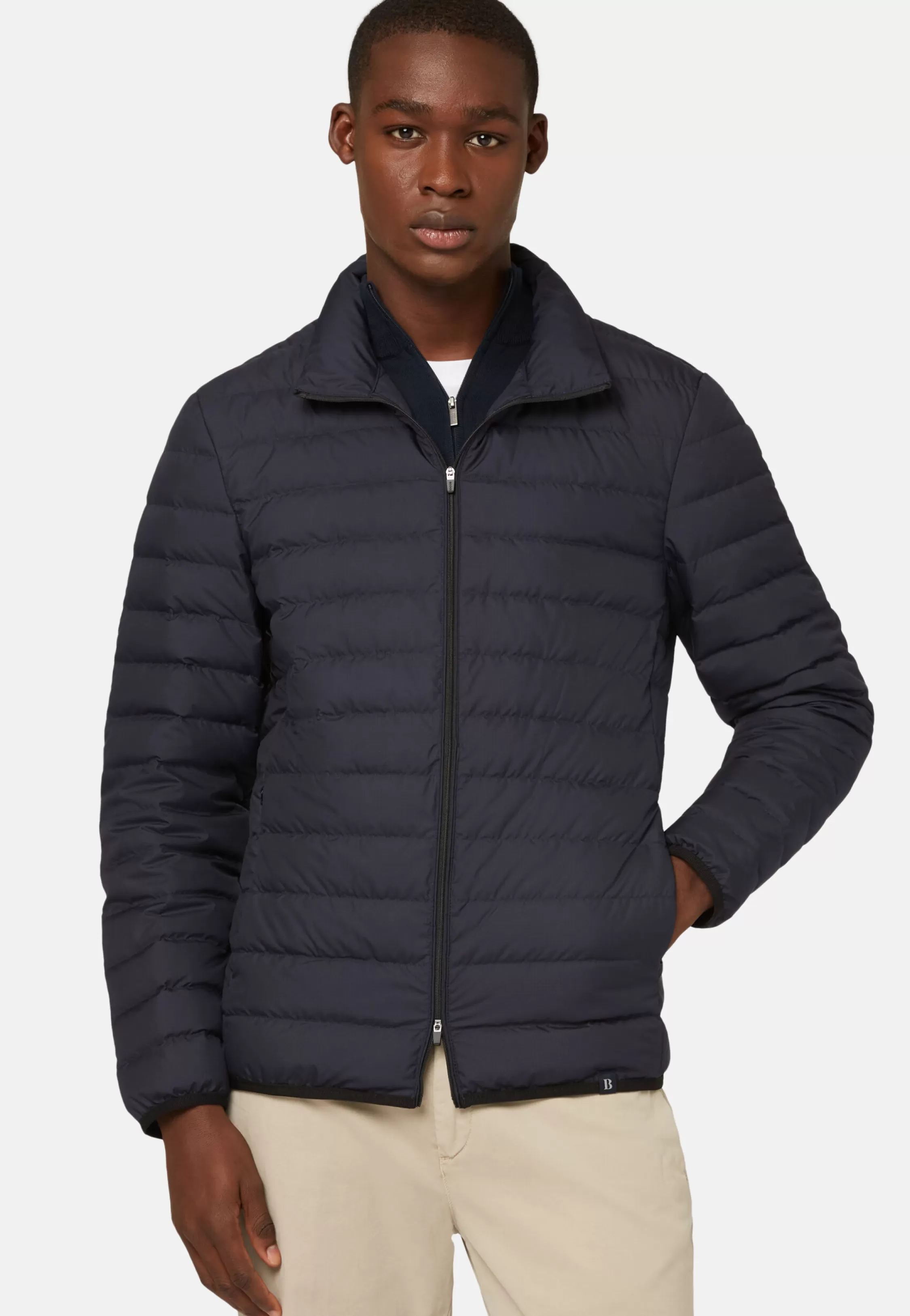 Boggi Milano Goose Down Recycled Fabric Bomber Jacket