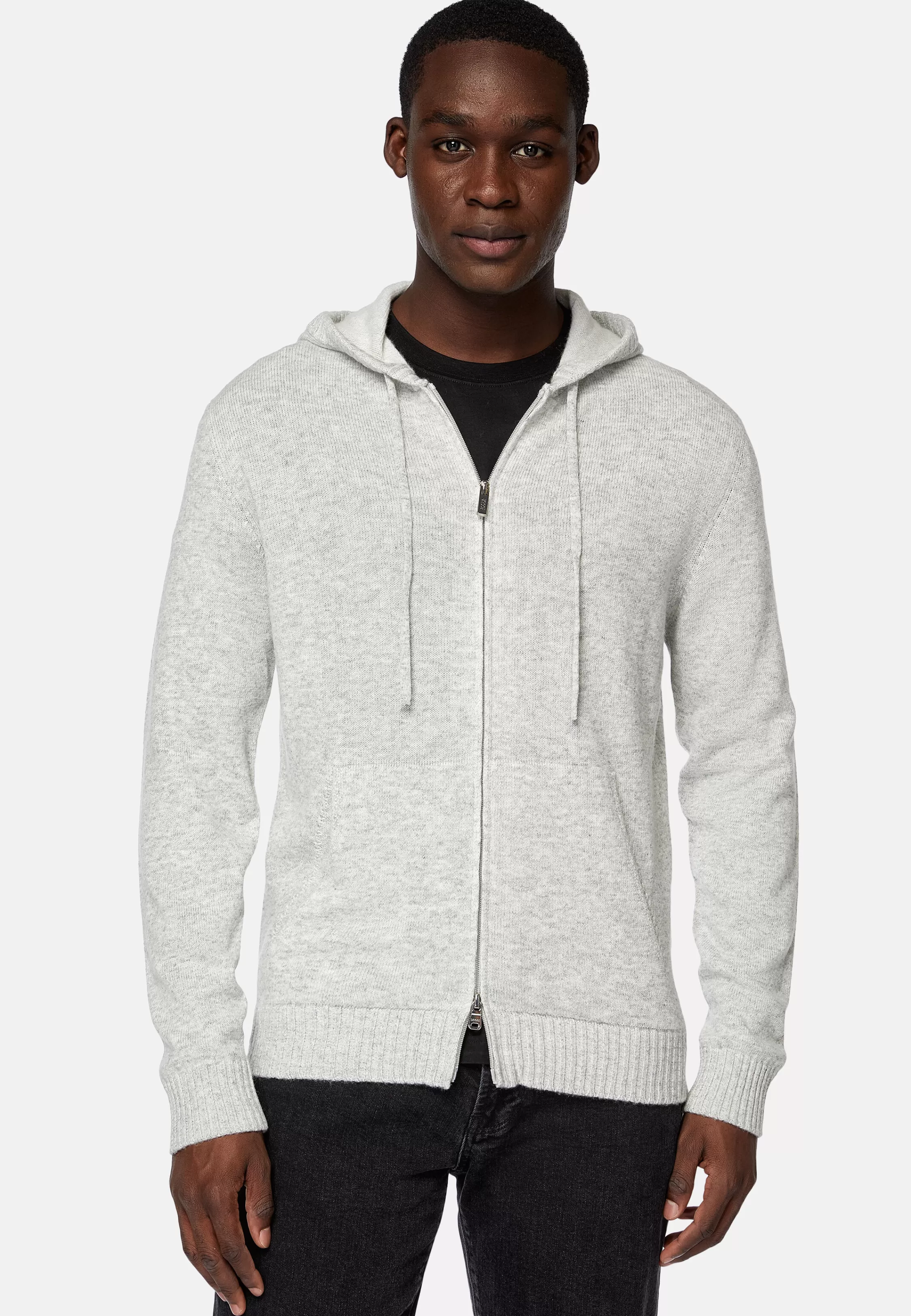 Boggi Milano Cashmere Blend Full Zip Hooded Jumper