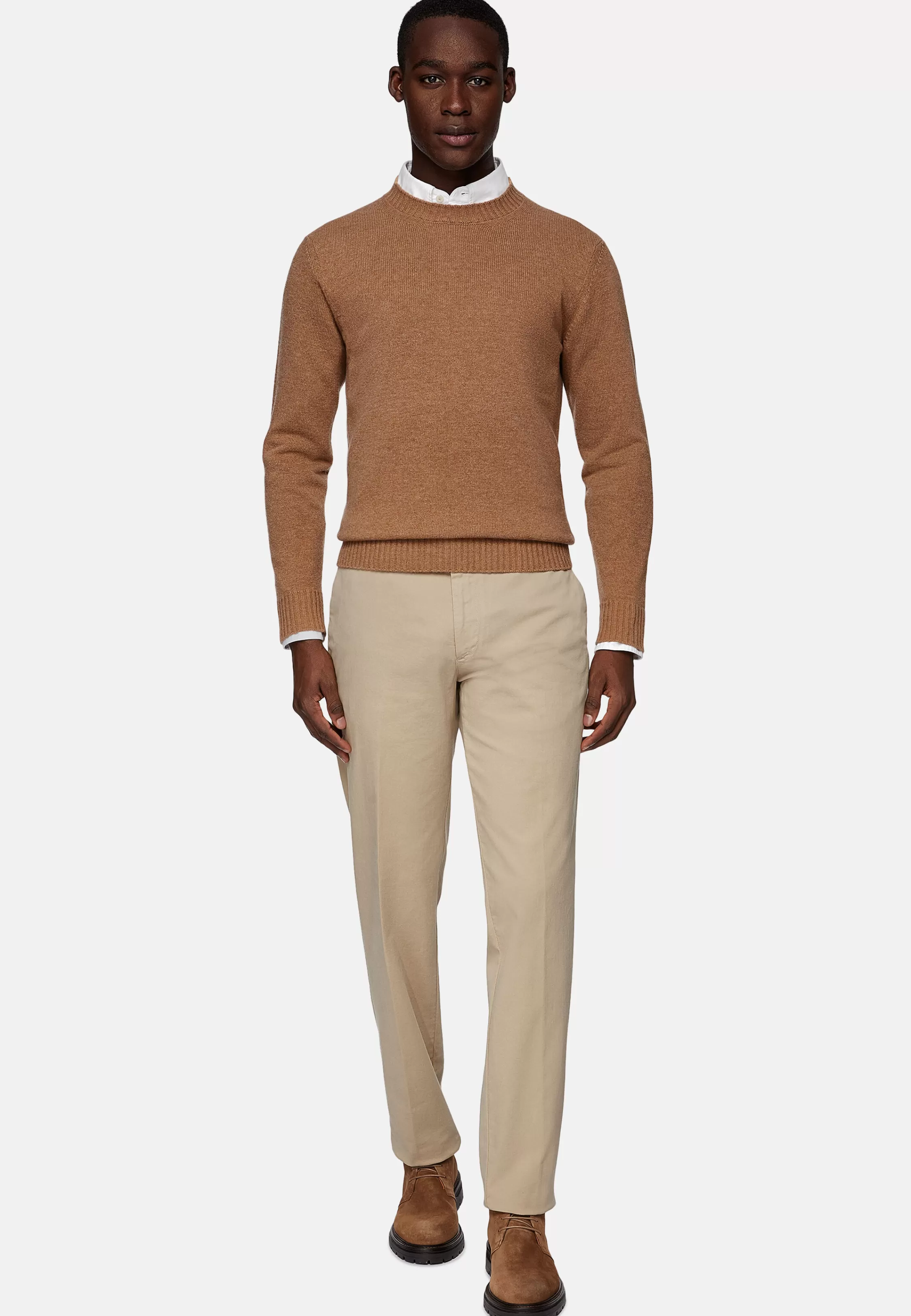 Boggi Milano Hazelnut Wool Blend Crew Neck Jumper