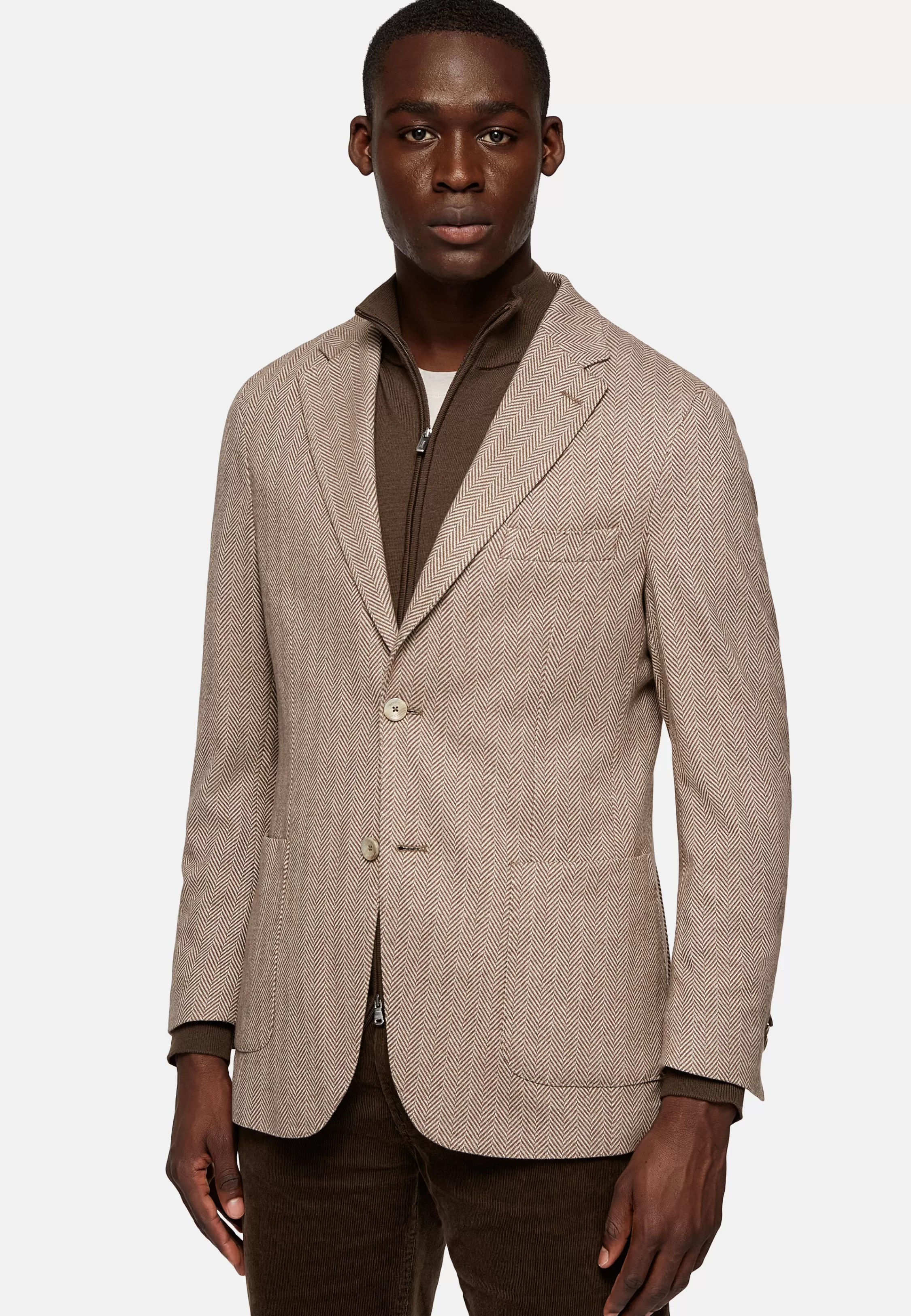 Boggi Milano Herringbone Jersey Blazer Style Cernobbio