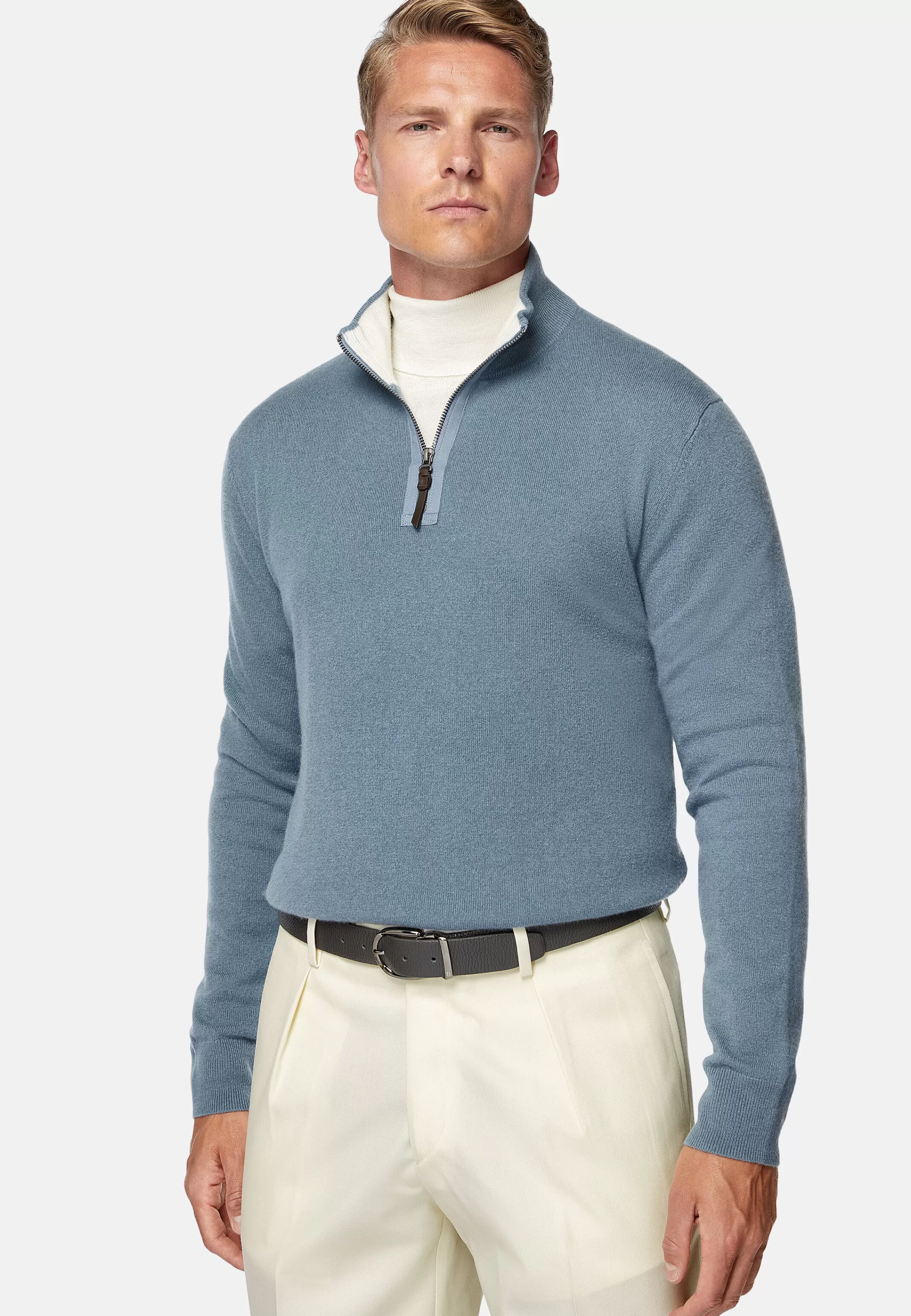 Boggi Milano Indigo Cashmere Half Zip Jumper