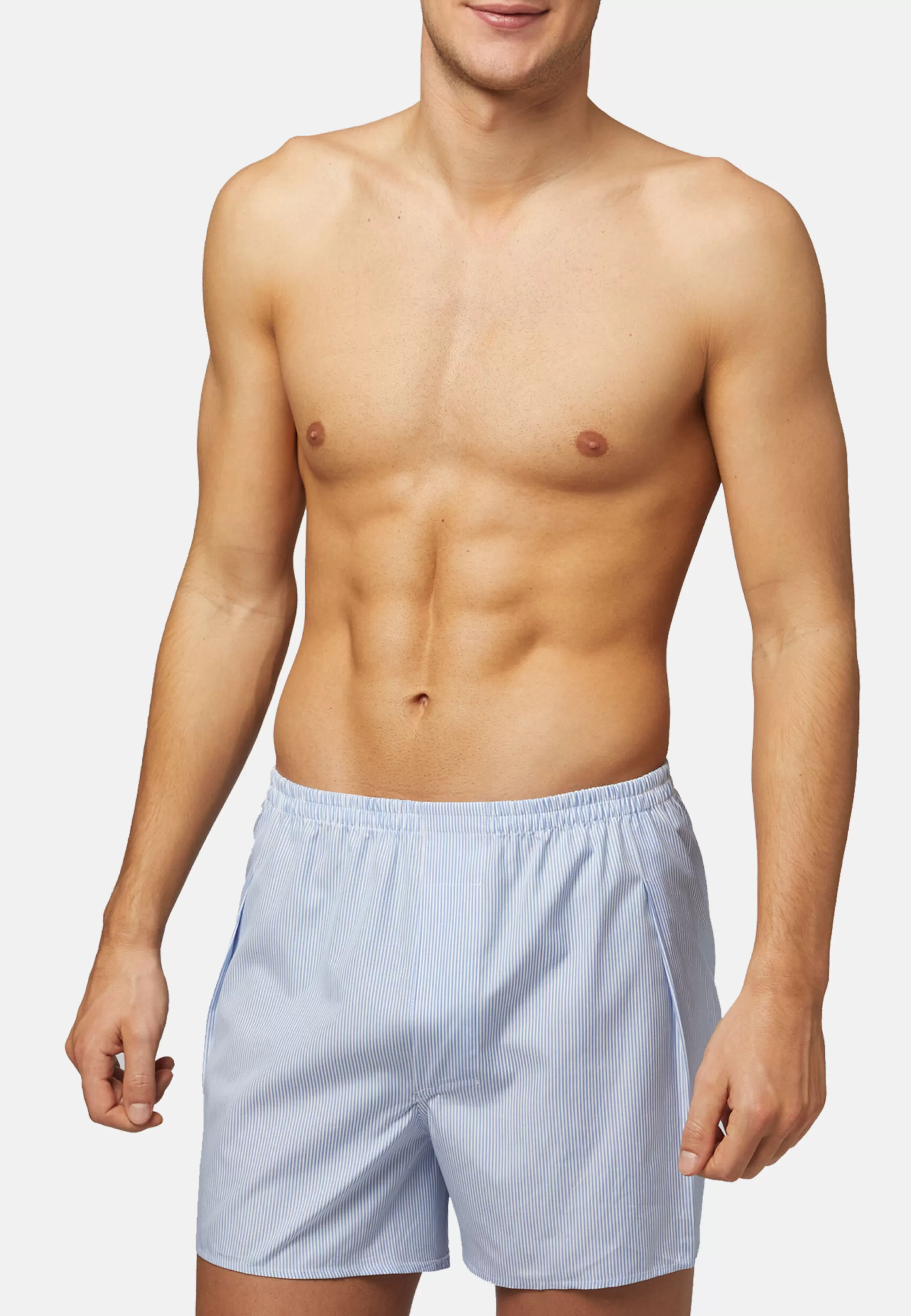 Boggi Milano Light Blue Striped Cotton Boxer Shorts