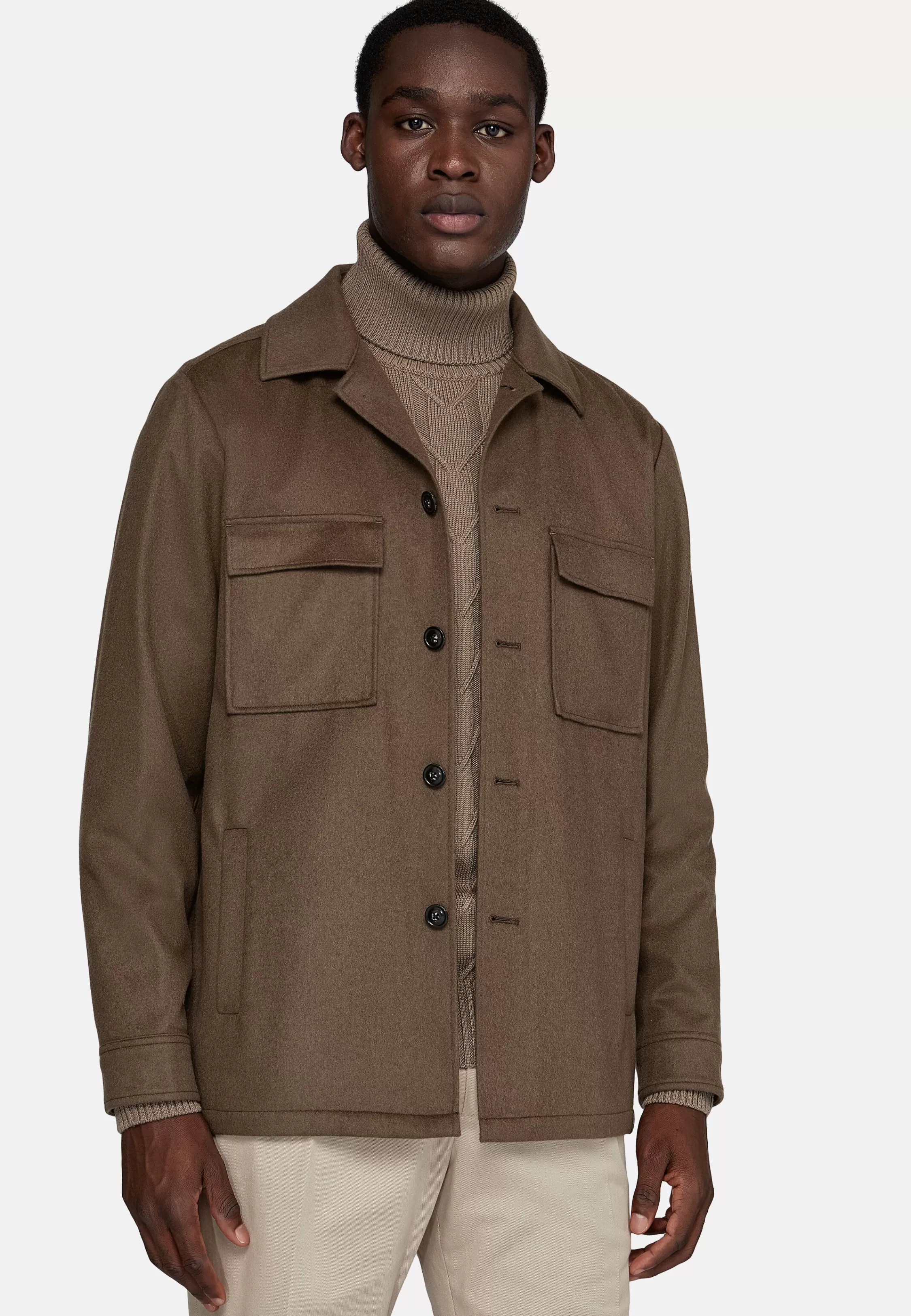 Boggi Milano Link Shirt Jacket In Pure Cashmere