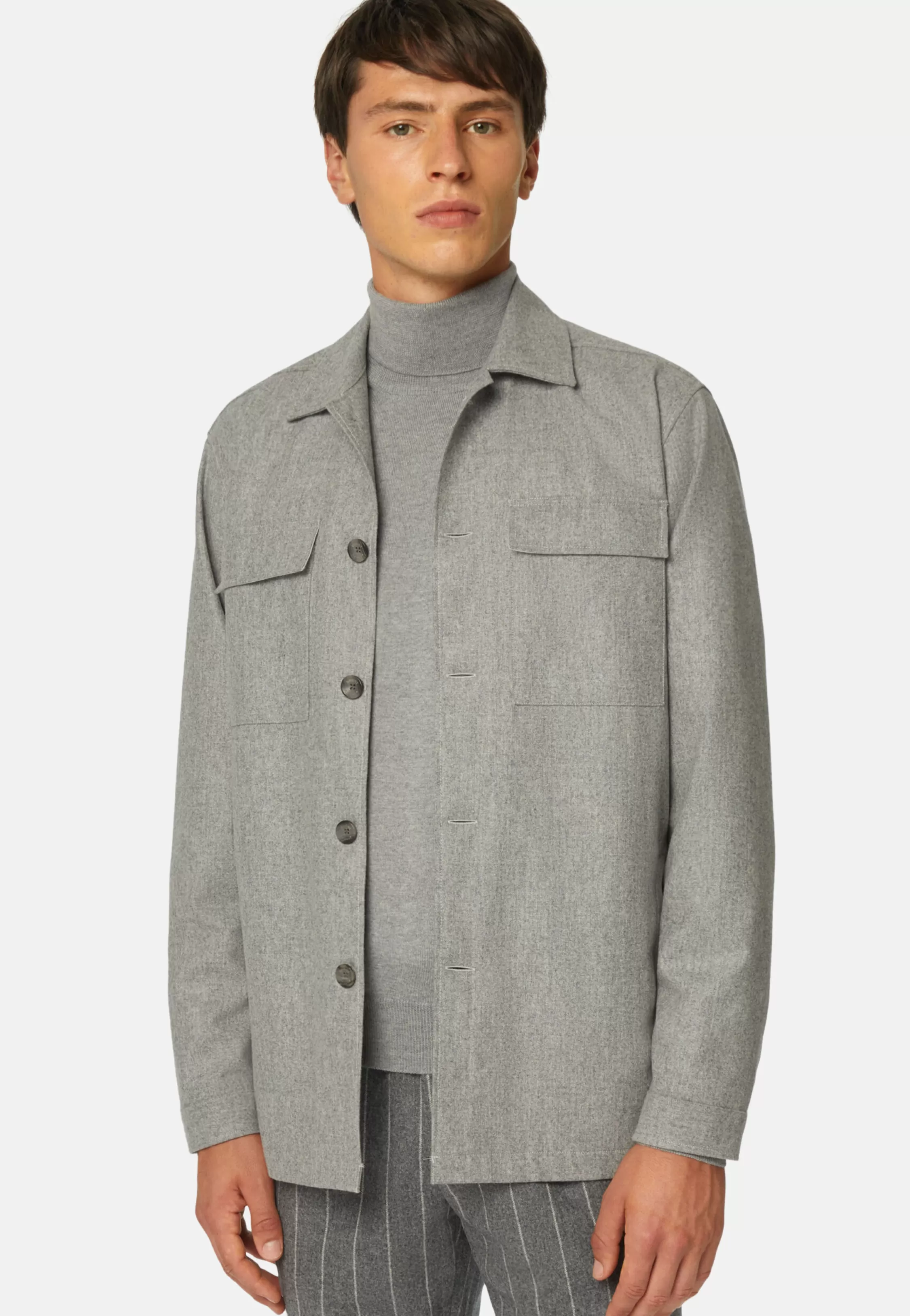 Boggi Milano Link Shirt Jacket In Wool Flannel