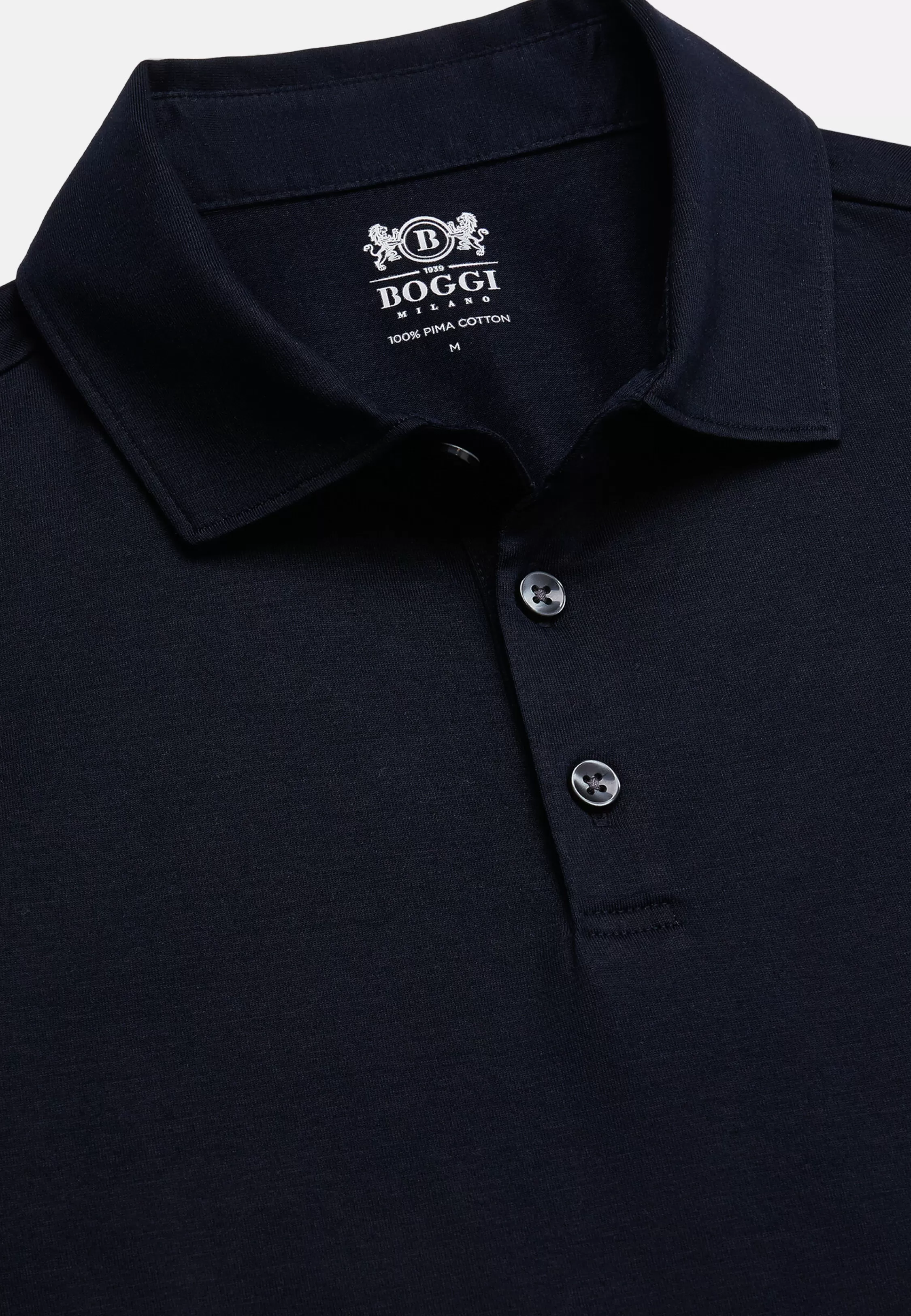 Boggi Milano Long Sleeved Regular Fit Polo Shirt In Pima Cotton Jersey