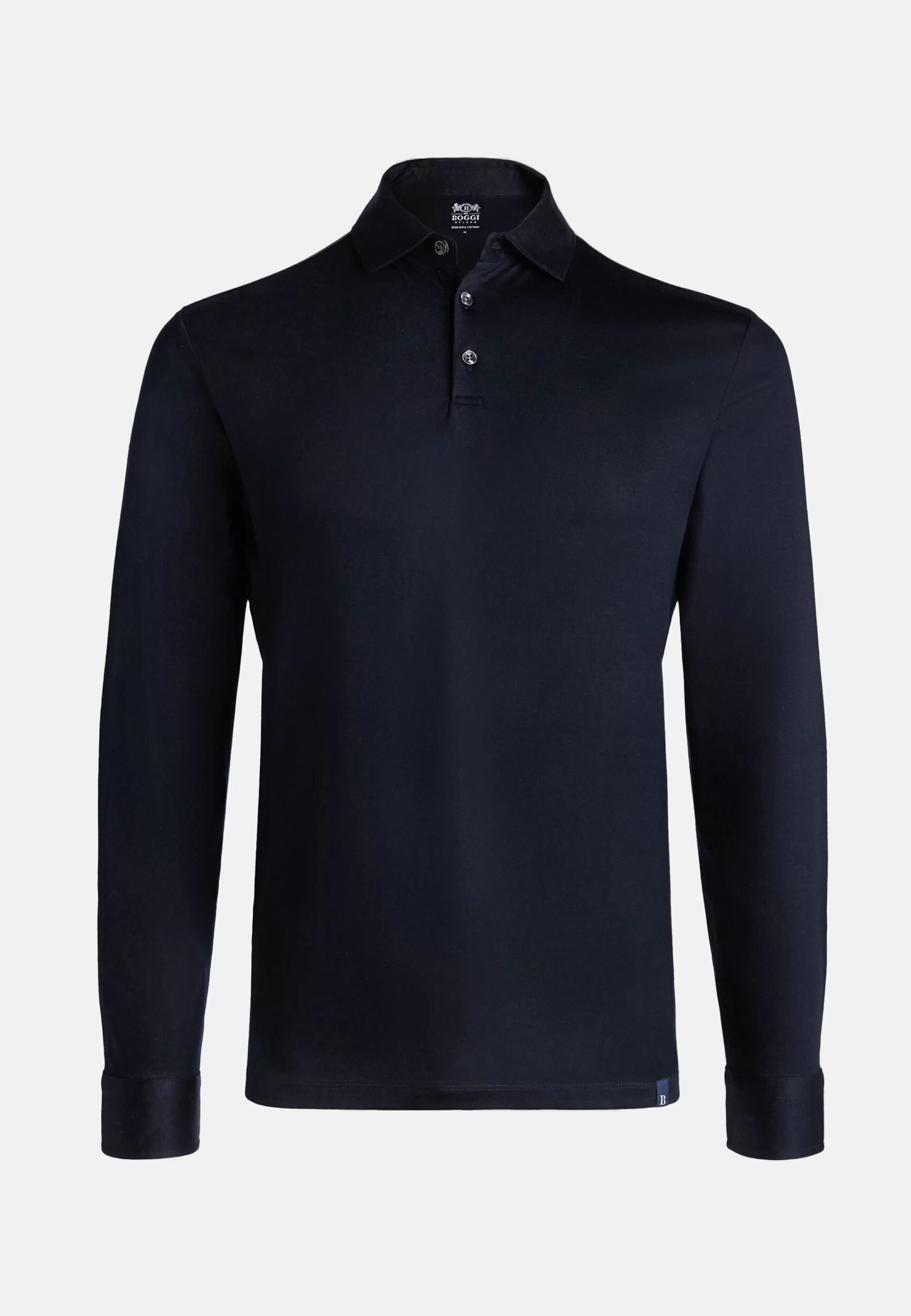 Boggi Milano Long Sleeved Regular Fit Polo Shirt In Pima Cotton Jersey